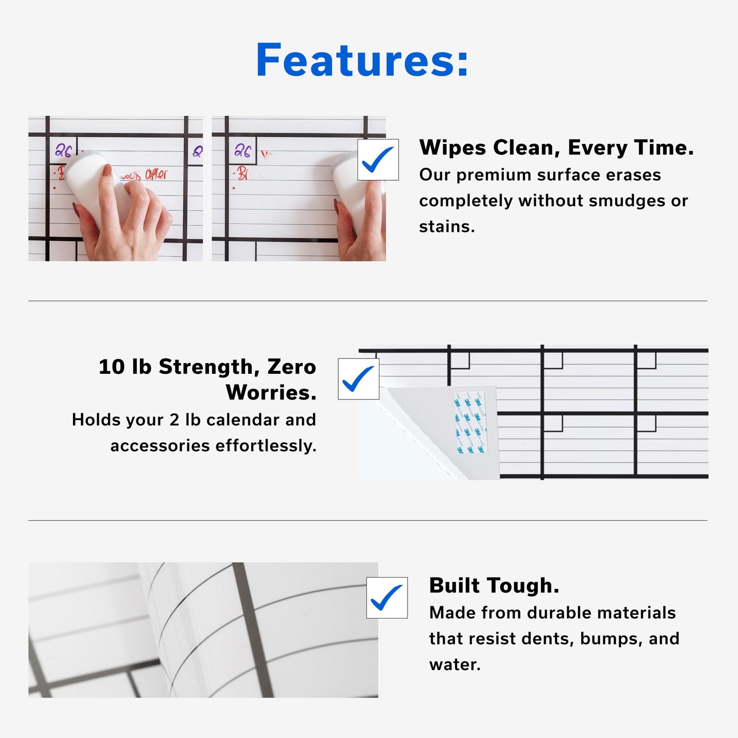 2 PK Large Dry Erase Calendar for Wall | 36x48 | Large Wall Calendar Dry Erase Monthly | 1M 17x26, 24x36, 3M 40x17, 12M 45x55 | Dry Erase Calendar Board for Wall | Whiteboard Calendar | Calendar Whiteboard
