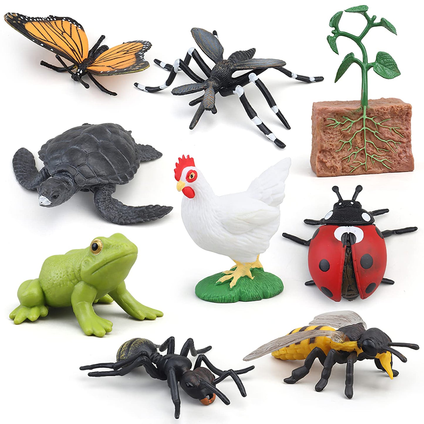MIKNEKE Montessori Life Cycle Animal Figures with Flash Cards, Realistic Animal Figurines Toy, Educational Matching Game for 3+ Year Old Toddlers Kids (Turtle)