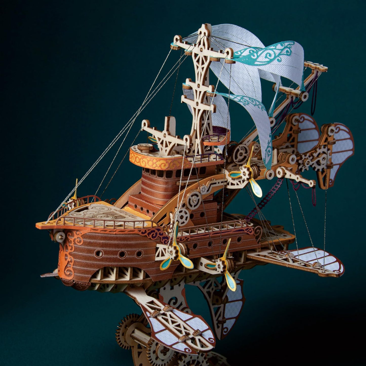 GuDoQi 3D Wooden Puzzles for Adults, DIY Fantasy Spaceship Model Kit, Educational Brain Teaser for Adults to Build, DIY Assembly Kit, Woodcraft Kit, Make Your Own Gifts for Christmas Day