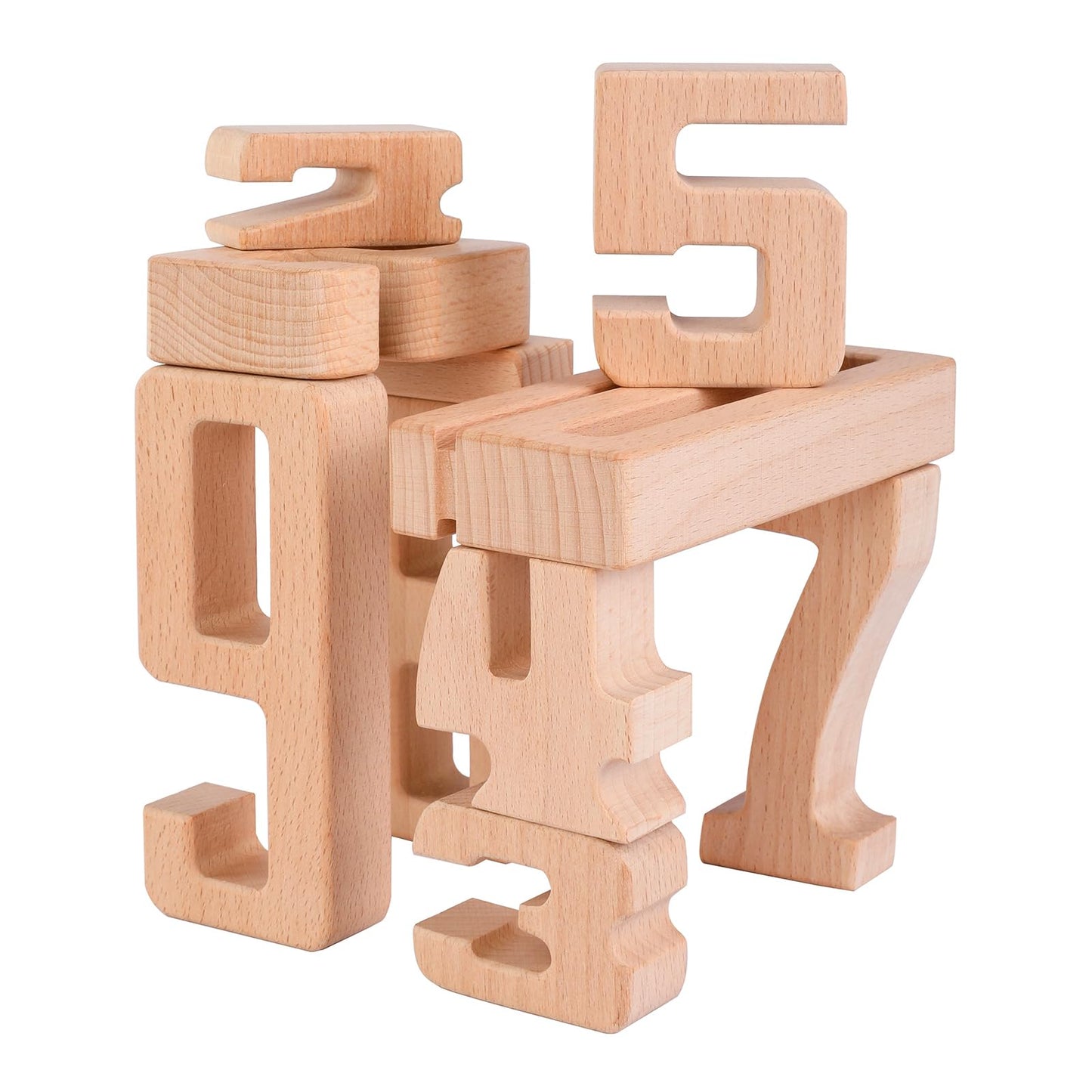 Lasoba Wooden Number Building Blocks, Large Digit Blocks 1-10, 10 Pcs Math Blocks Number Toys for Kids, Educational Blocks for Toddlers, Toys to Learn Numbers for 3 Year Olds +