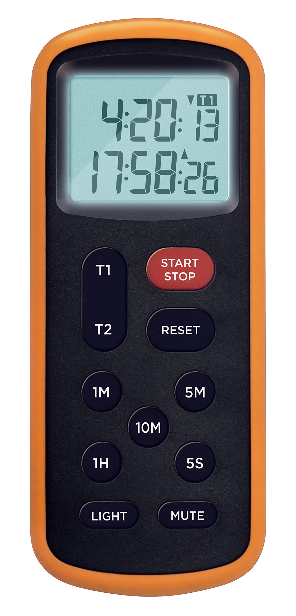 Lavatools KT8 Digital Kitchen Dual Timer & Stopwatch, Backlight, Ultra Loud Alarm, Mute Function, Quick-Set Buttons, Hang Hole, Magnetic for Cooking and Classroom with Lanyard