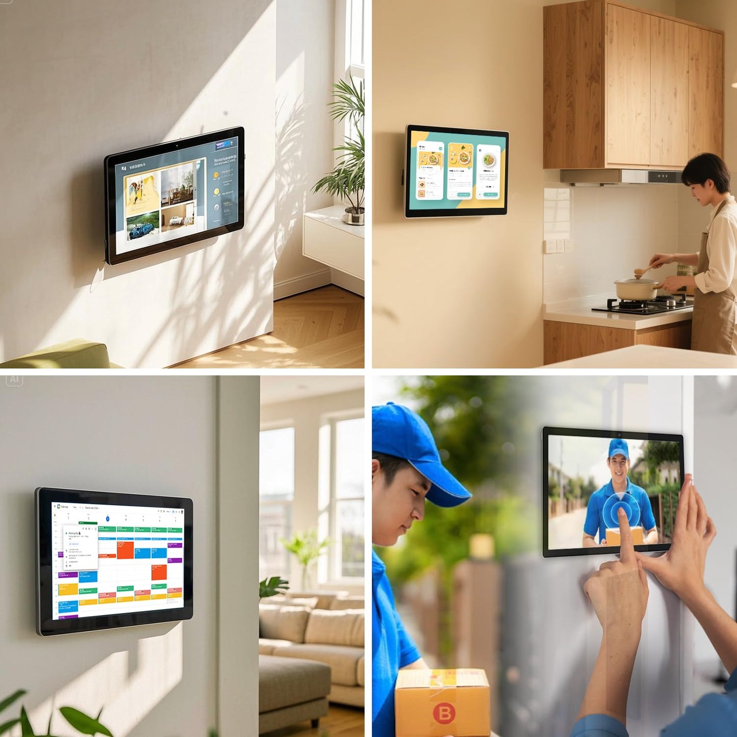 TouchWo 15.6 to 27 inch Touchscreen Digital Calendar & Wall Planners, Smart Whiteboard Calendar for Chore Chart & Work Schedule, Built in Speakers and Camera, Include Wall Mount & Desk Stand (23.8-inch)