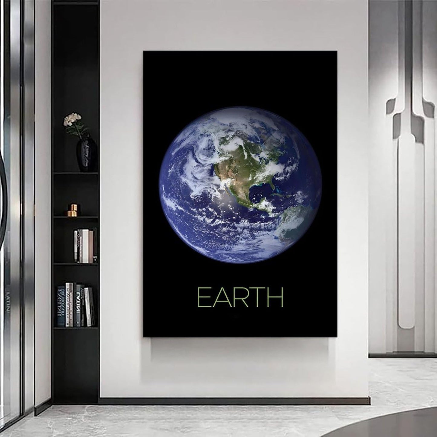 Solar System Canvas Wall Art - Earth Planet Space Poster for Kids Room Bedroom Classroom, STEM Educational Astronomy Decor, Science Gift for Boys Girls Teens, 12x18 Inch Framed