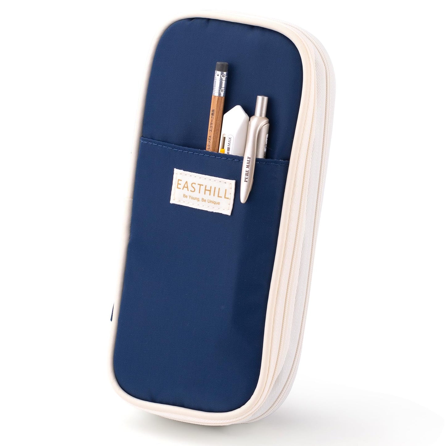 EASTHILL Big Capacity Pencil Case Large Pencil Pouch Stationery Pen Bag for Teen Girls-Navy