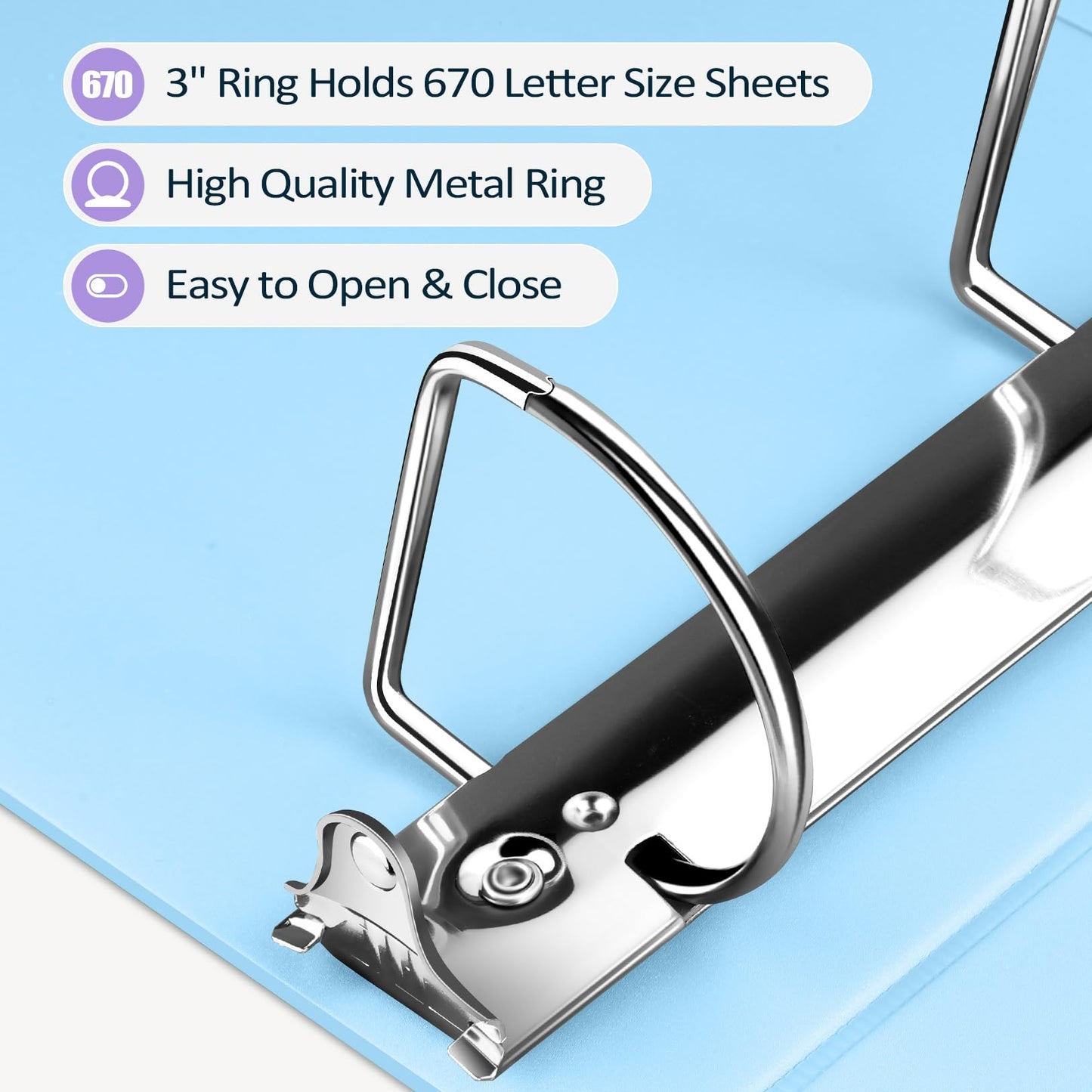 Sooez BinderX Extra Durable 3 Inch 3 Ring Binder, D-Ring Large Binders, Holds 670 Sheets of 8.5x11 Paper, Customizable View Cover with Inside Pockets, Heavy Duty 3 Ring Binder for School, Yellow