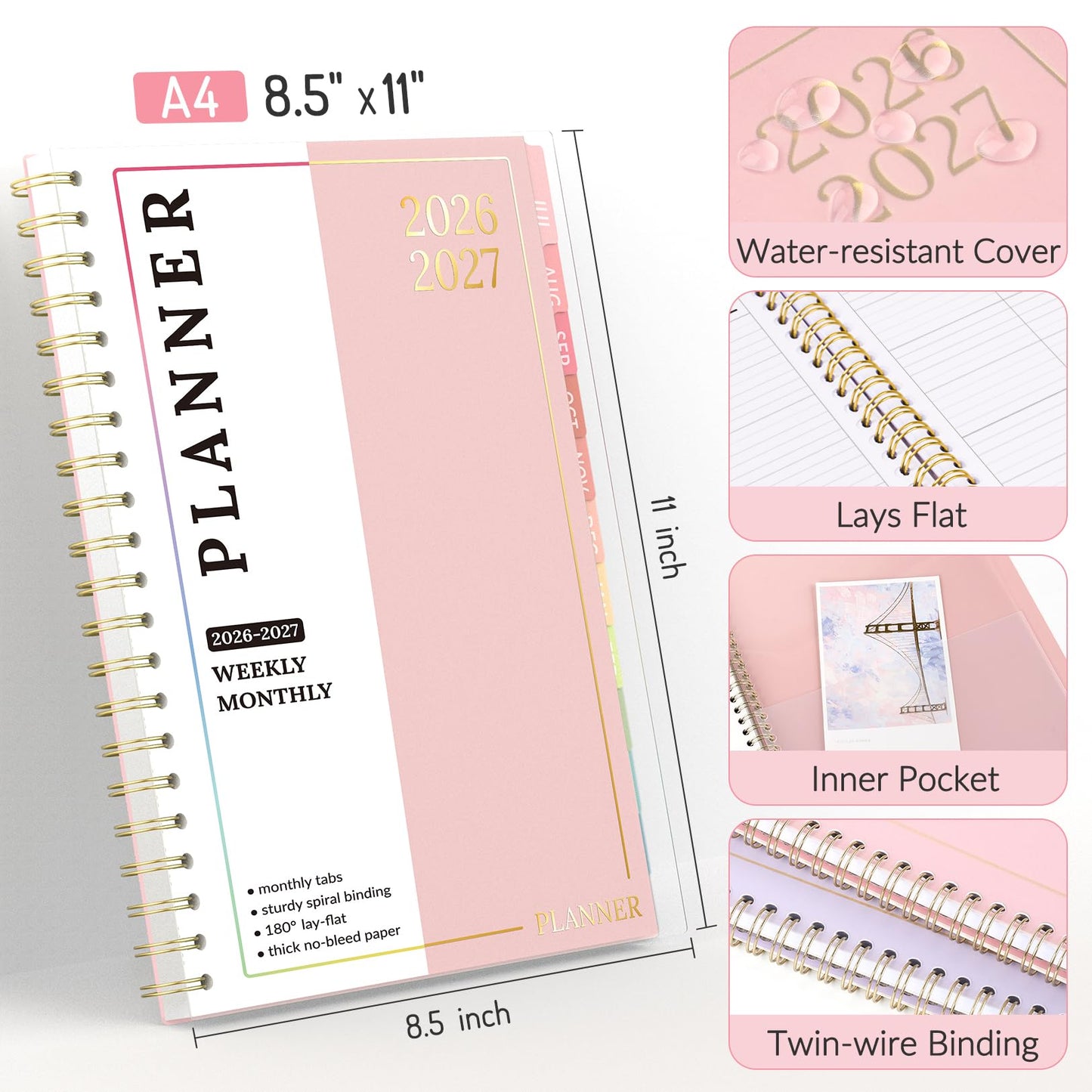 Teacher Planner 2026-2027, Forvencer Academic Planner 2026-2027, Jul 2026 - Jun 2027, 8.5"x11", Weekly & Monthly Planning Book with 7 Periods, School Agenda for Teacher Student, A4, Color Stripes