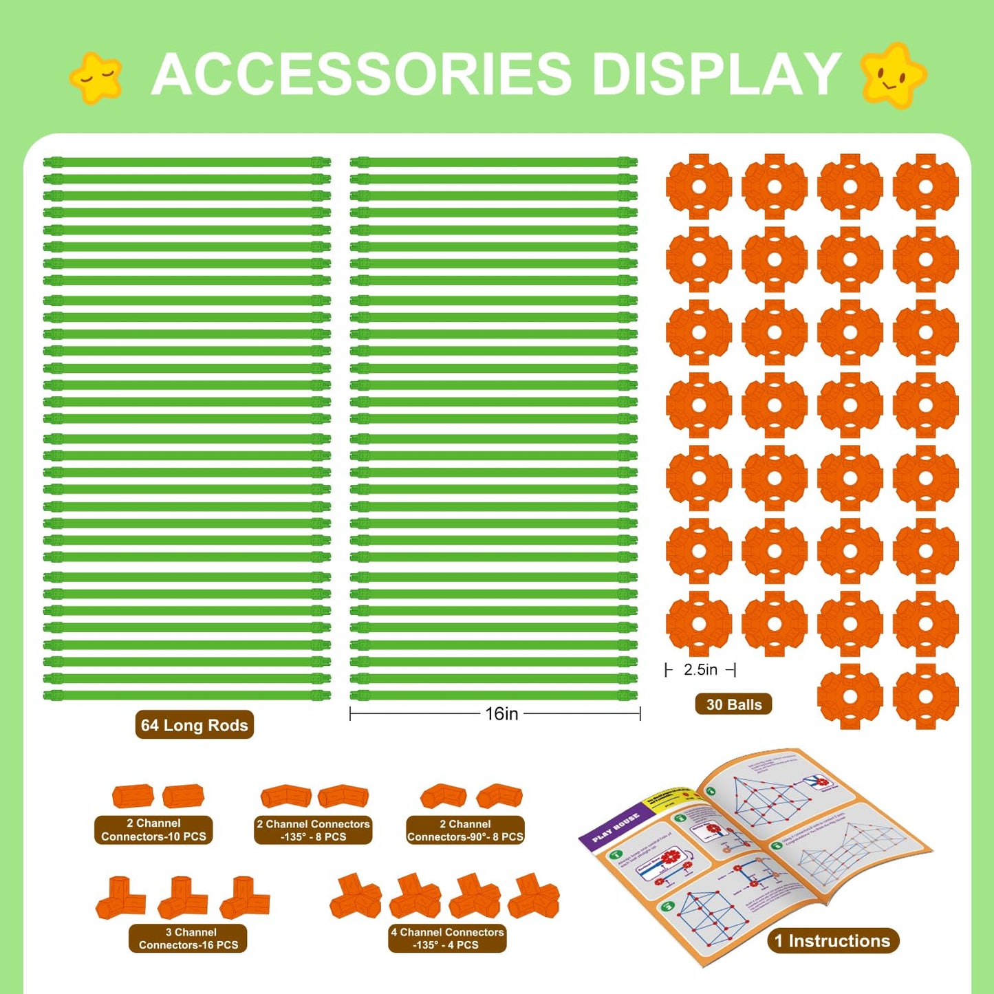 Fort Building Kit for Kids,STEM Construction Toys, Educational Gift for 3 4 5 6 7 8 9 10 11 12 Years Old Boys and Girls,Ultimate Creative Set for Indoor & Outdoors Activity,140 Pcs,Orange