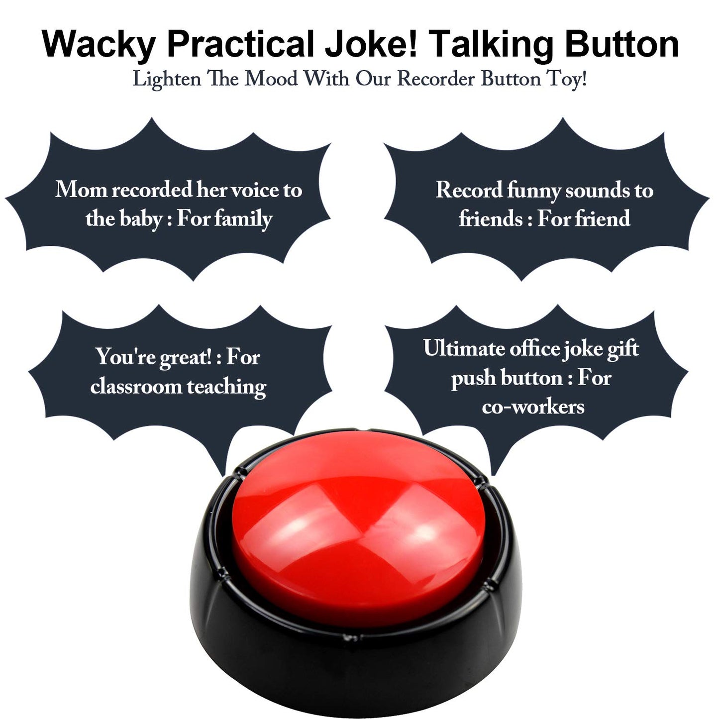 Recordable Talking Button 30 Seconds Record Button Easy Button Answer Buzzers Custom Sound Button for Communication Study Office Home Game Gift(Batteries Included)