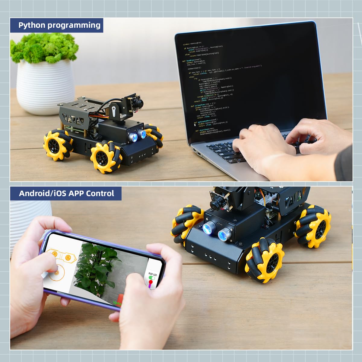 HIWONDER Robot Car with Raspberry Pi 5 AI Vision HD Camera, Python Programming Open Source DIY Robot Kit for Teens Adults, TurboPi Standard Kit & Raspberry Pi 5 8GB