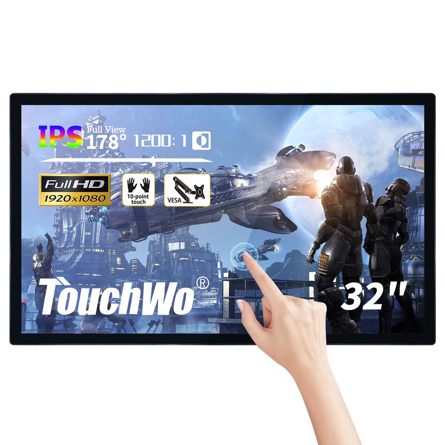 TouchWo 32 inch Interactive Touchscreen Monitor, Smart Board with 16:9 Display 1080P, Android 12 Touchscreen Electronic Whiteboard for Office and Classroom, RAM 4G & ROM 64G