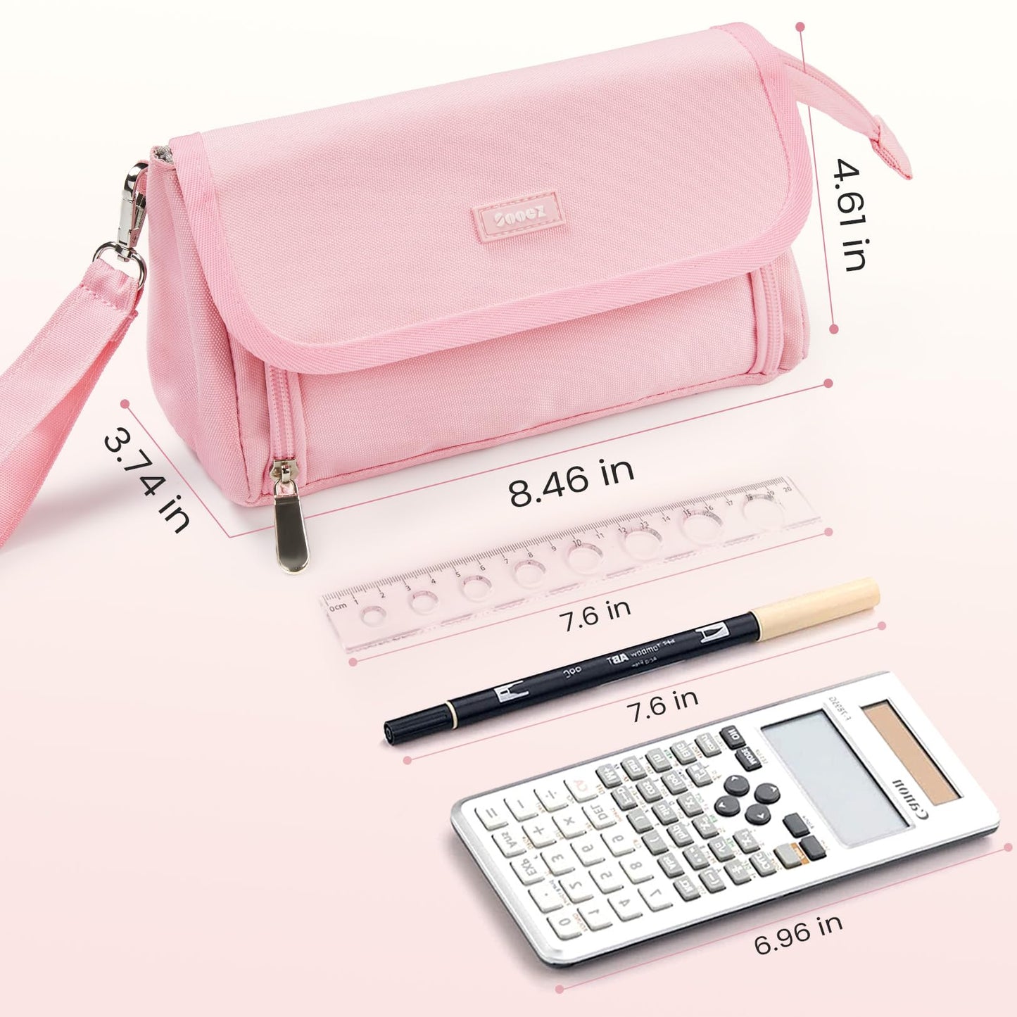 Sooez Super Large Pencil Case, Big Capacity Pencil Bag with 3 Compartments, can hold 100 pencils, Cute Pencil Pouch with Zipper, Portable Stationery Pen Bag, School Supplies For Teen Girls, Purple