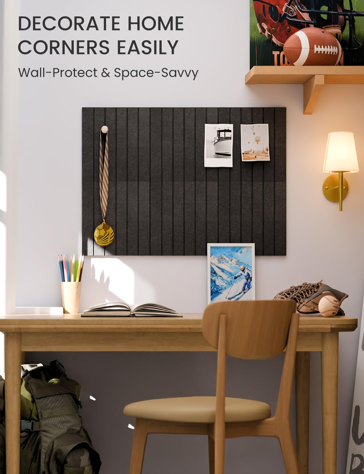 Felt Bulletin Board Tiles -28"x18" with 40 Adhesive Tabs, Cork Board Alternative for Office Decor, Push Pin Board Wall Organizer 6-Pack (Charcoal Gray)