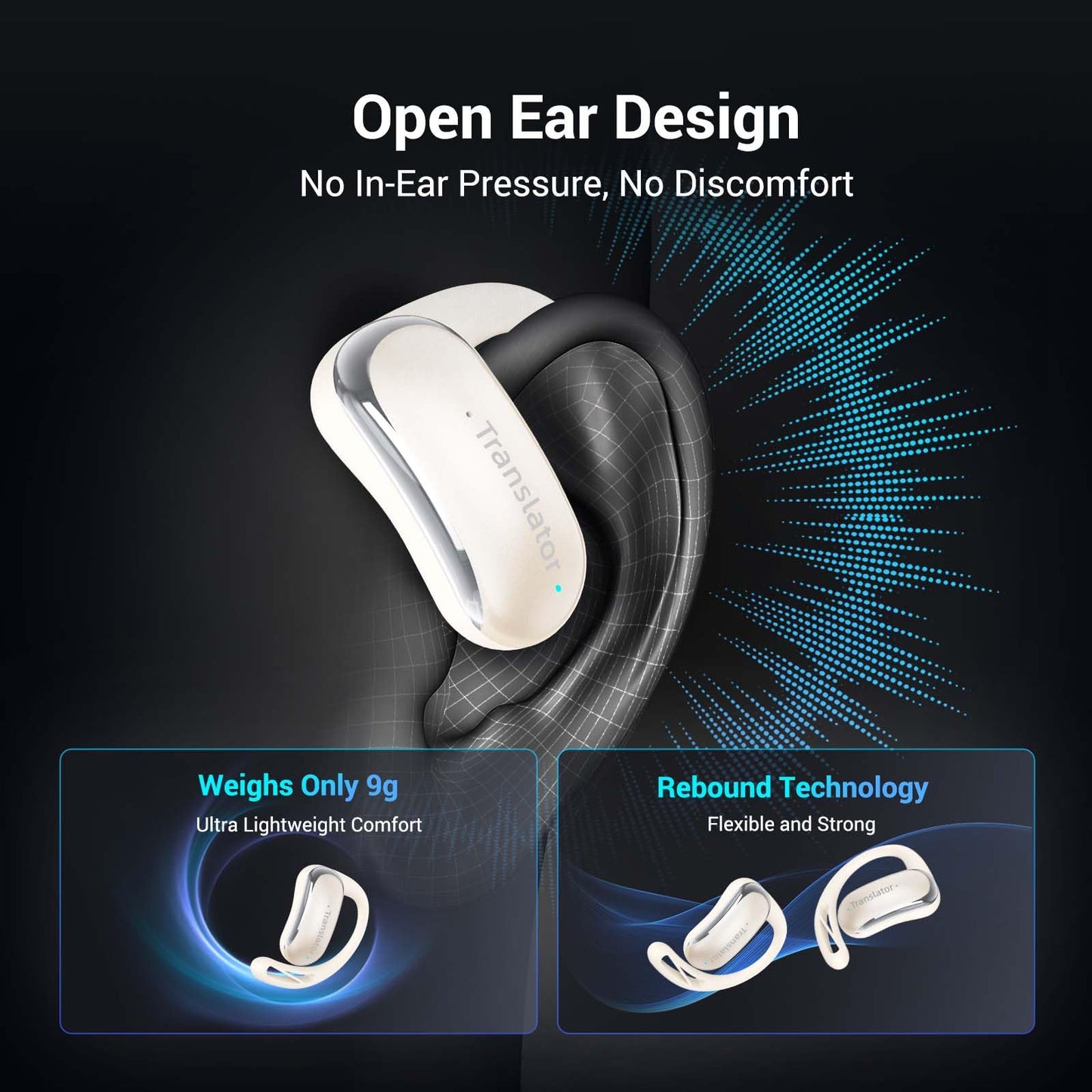Wooask AI Translator Earbuds, 144 Language Translator Earbuds OWS 3-in-1 AI Translation Earbuds Real Time F56 Beige (No Offline Package)