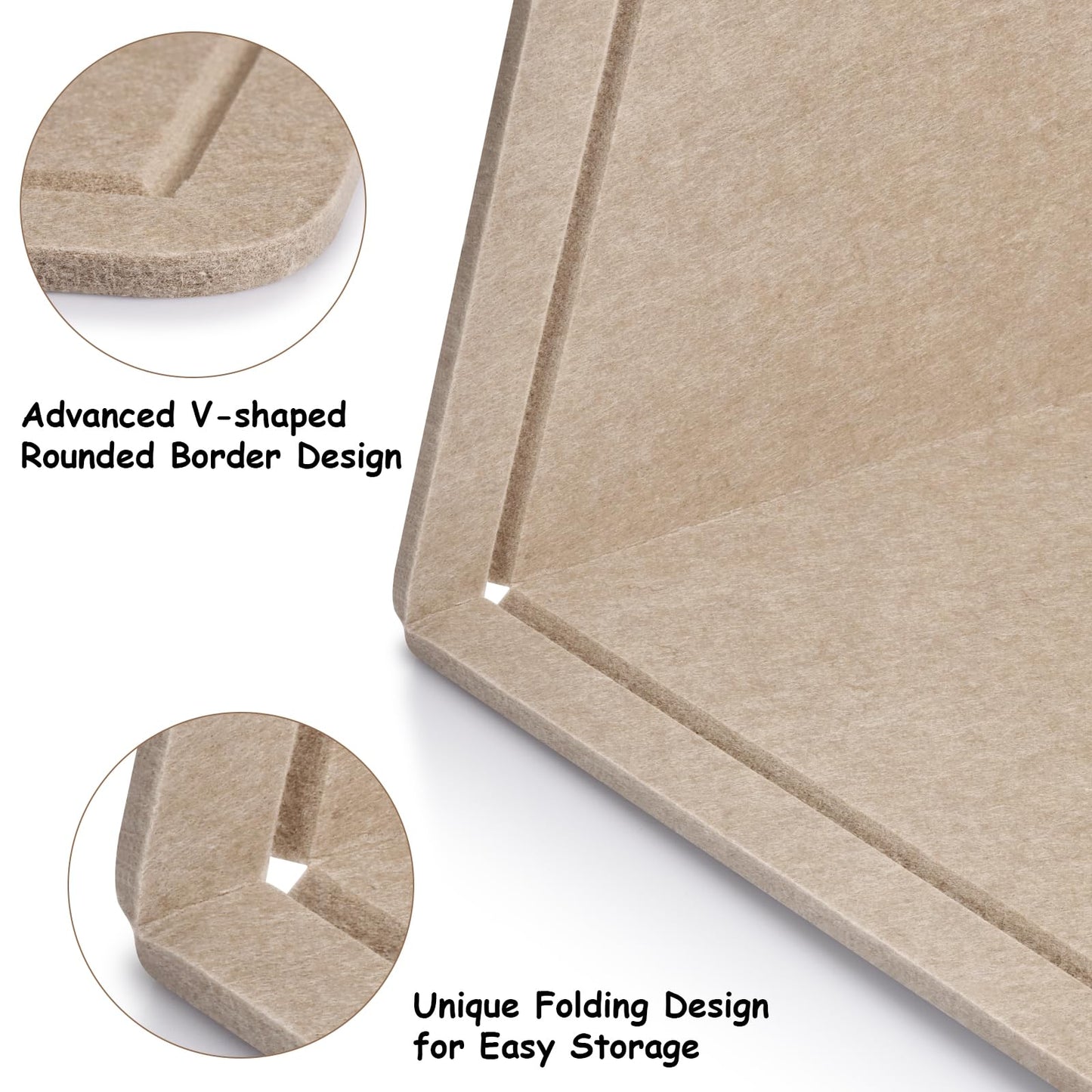 Foldable Large Bulletin Board, 72x48 Inches Cork Board Alternative, Large Felt Board Decorative Pin Board for Wall, Foldable Photo Board Self-Adhesive Vision Board with 36 Pushpins Khaki