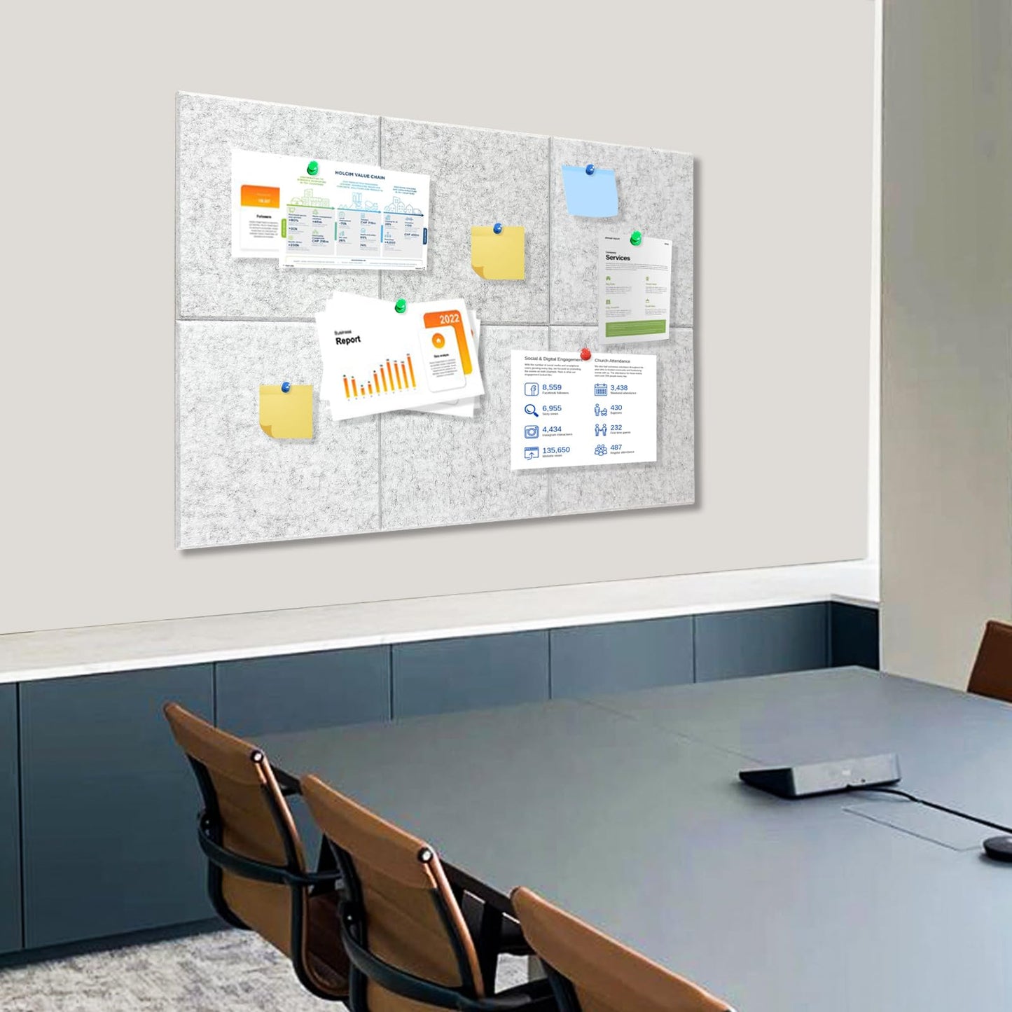 Thick Cork Board Tiles for Wall with Push Pins, Removable 36"x24"x0.47" Bulletin Board Sets, Magrowill 6 Packs Felt Panels Self-Adhesive Pin Board