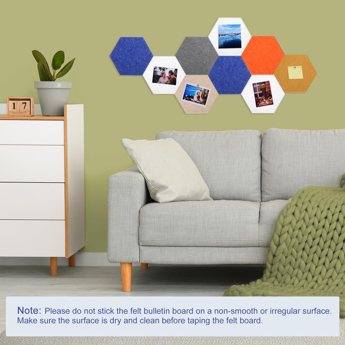 PATIKIL Felt Bulletin Board, 12"x10", 6 Packs Self Adhesive Hexagon Felt Tiles for Sound Proofing Wall Panels for Home Office Recording Studio,Game Room, Deep Brown