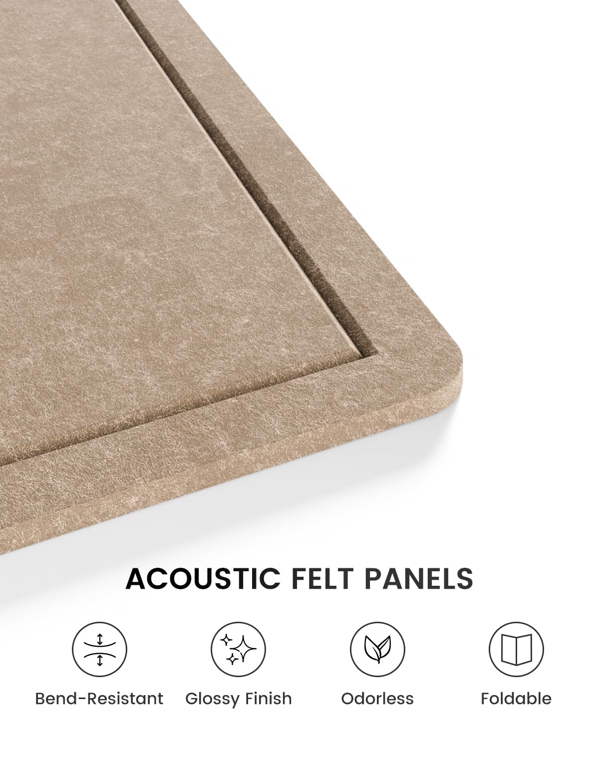 Fluxynara Bulletin Board, 23.6" x 17.5" Cork Board Alternative with 12 Safe Removable Adhesive Tabs, Foldable Felt Pin Board for Home Office, Classroom, Bedroom,Entryway for Walls—Taupe