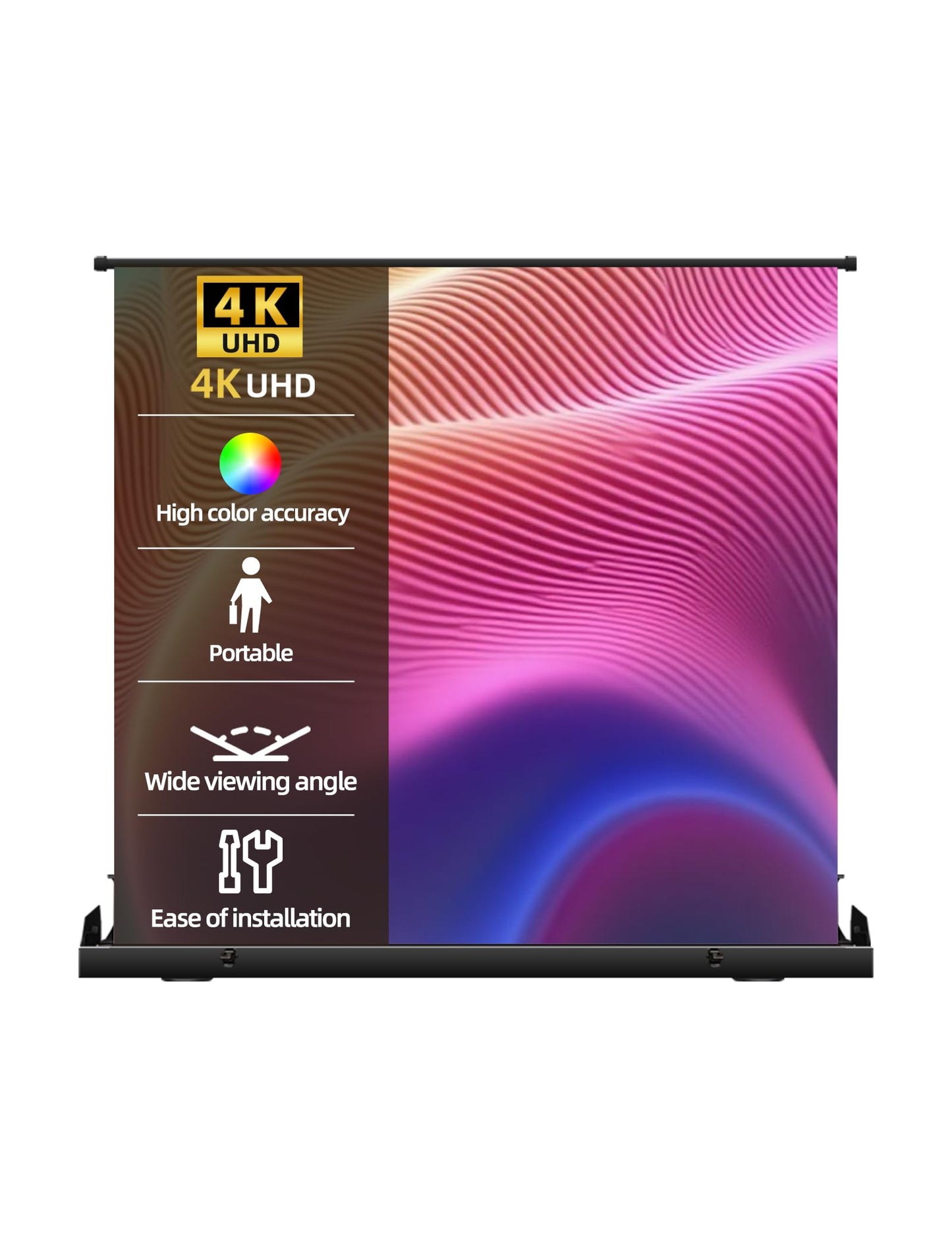 Portable Non-Tension Matte White Manual Pull Up Projector Screen,178°Viewing Angle Movie Screen,Outdoor Projector Screen Wrinkle-Free Design for Backyard Movie Night(100 in/16:9)