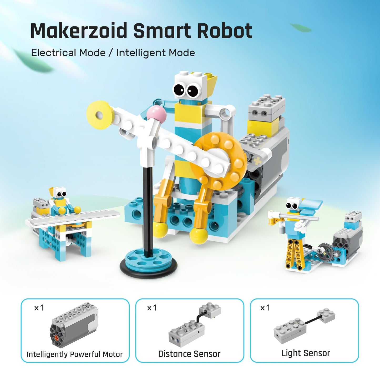 Makerzoid Smart Robot,72-in-1 STEM Educational Toy, Electronic Building Robots Toy, Robotics Learning Kit, Logical Training Kit, DIY Robot Building Set for Kids Ages 6+