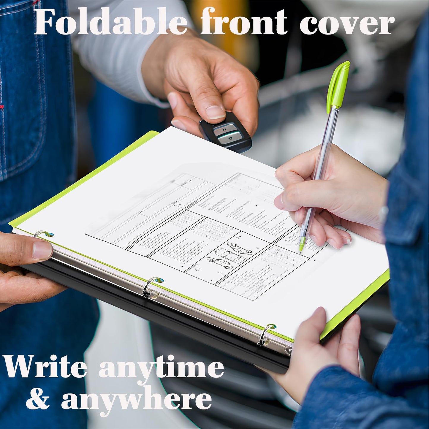 INFUN 1 Inch Telescoping 3 Ring Binder - 6PCS, Flexible Round Binder with Customizable Front Cover and Clear Catalog Pocket, 1Inch Rings, 225 Sheet Capacity-Black