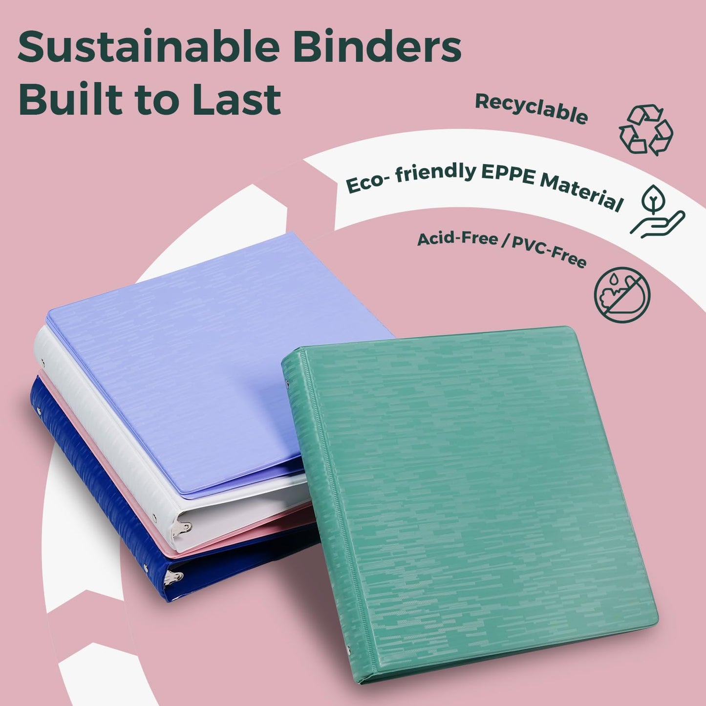 POPRUN 3 Ring Binder 1 Inch, PVC-Free, Holds 175 Sheets of 8.5 x 11 Paper, Extra Durable Organizer with 2 Pockets for School & Office, Heavy-Duty, 4 Pack, Multicolor