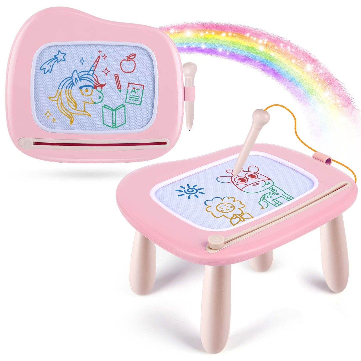 Smasiagon Magnetic Drawing Board for Kids, Toddler Toys for 1-2 Year Old Girl, Portable Doodle Board Pad Learning and Educational Toys for Ages 1 2 3 Year Old Baby Girl Birthday Gift（Pink）