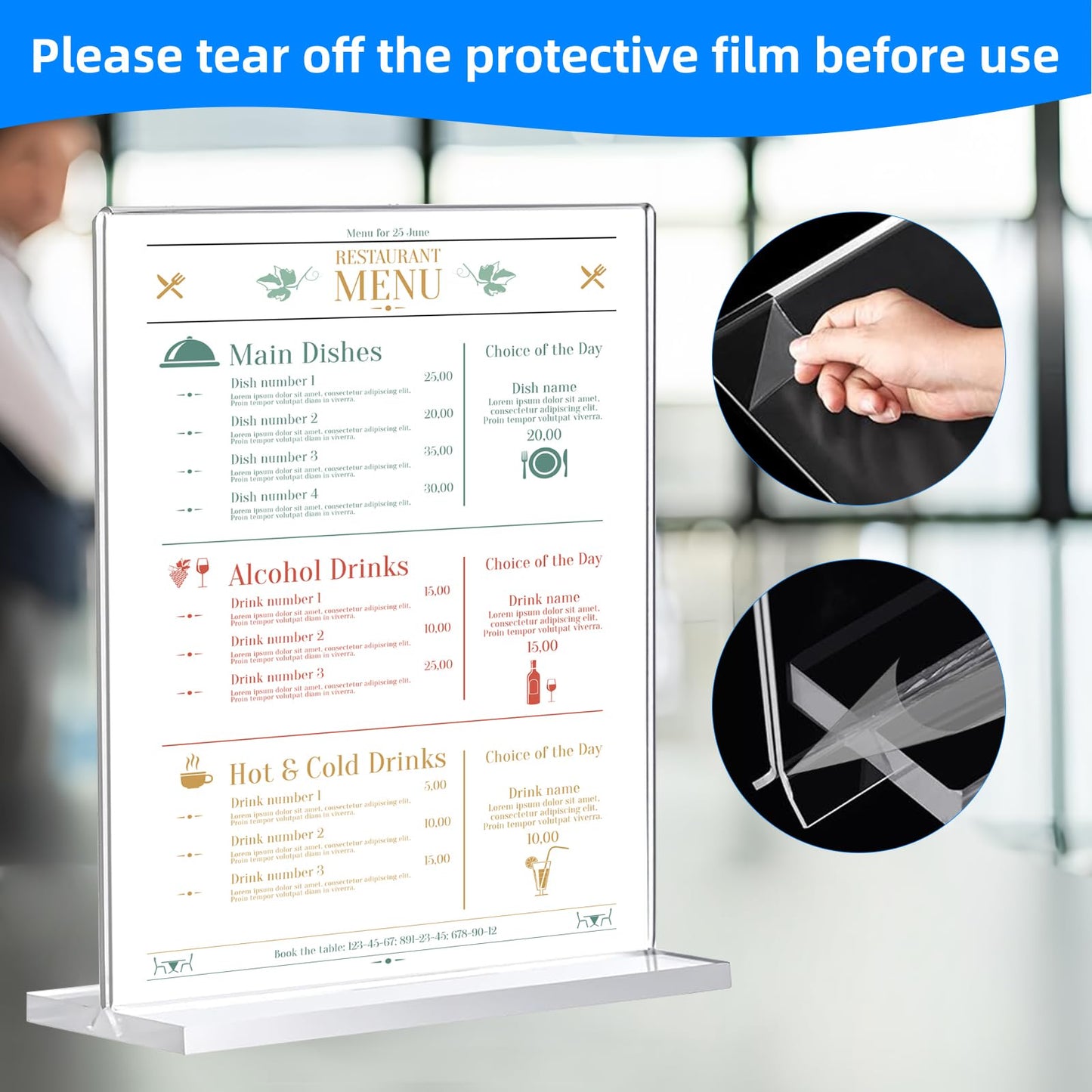 10 Pack Acrylic Sign Holder 8.5 x 11, Double-Sided Clear Sign Holder Plastic Stands for Display, T Shape Acrylic Table Sign Stands for Office Store Restaurants Wedding Party Decoration