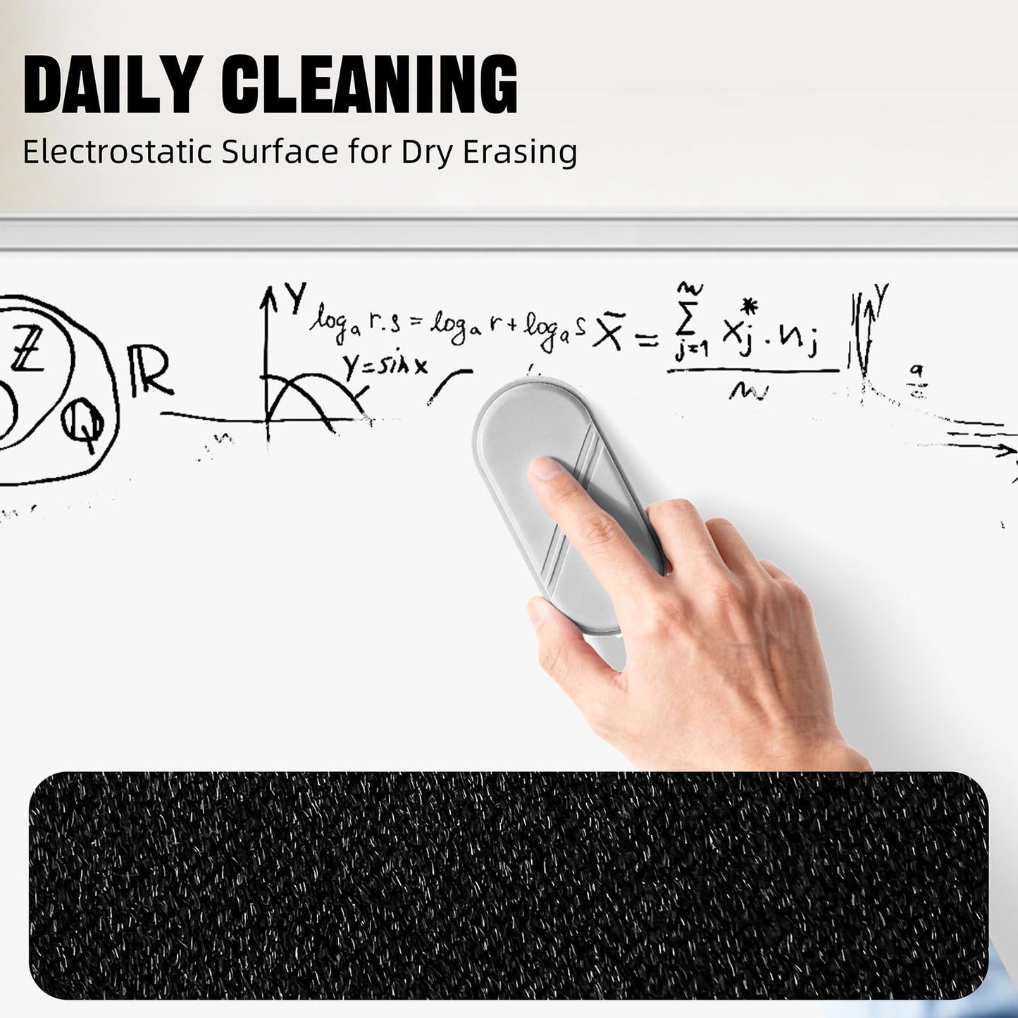 FUNISKETCH Dry Erase Eraser, Detachable Magnetic White Board Erasers - 2 Pack,Glass Board Glass Whiteboard Eraser for Office and School Supplies (Gray)