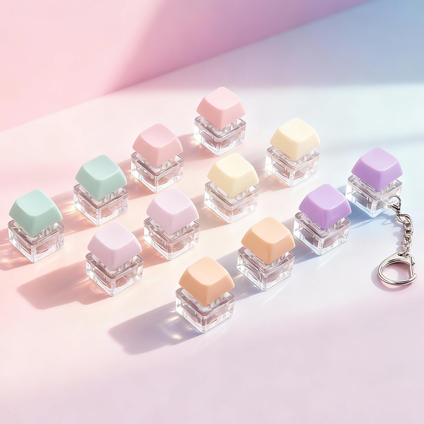 24 Pcs Macaron Keyboard Fidget Toy for Adult Kids Stress Relief, Fidget Keychain Keyboard Decompression Button Finger Clicker Toys, Button Stress Relief Fidget Gifts Birthday Party Favors Goodie Bag