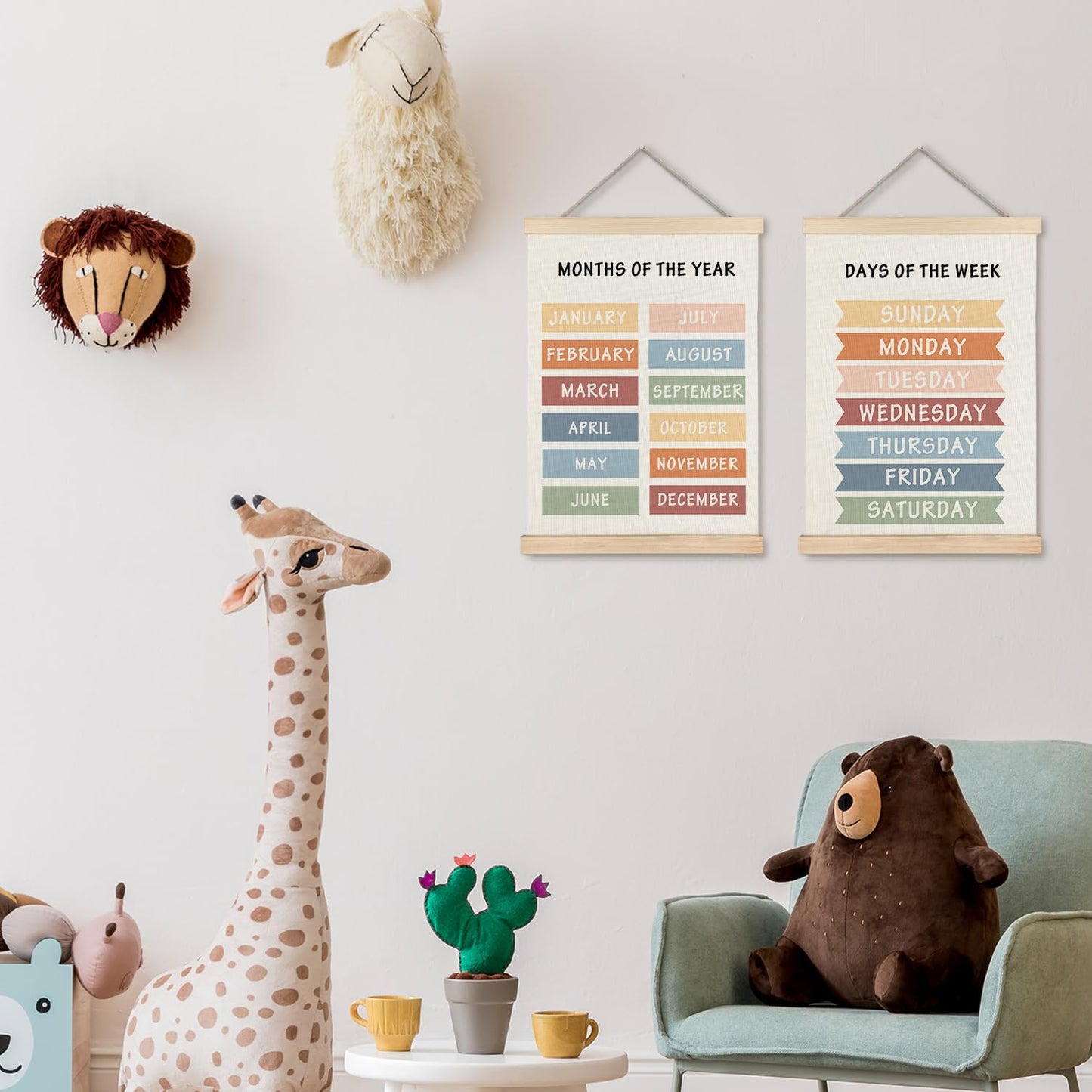 Supwhd Days of the Week Posters for Classroom, Days of the Week Learning Posters Wall Decor for Nursery Kids Room Playroom Classroom Preschool, Days of the Week Poster Hanger Frame, 12x16