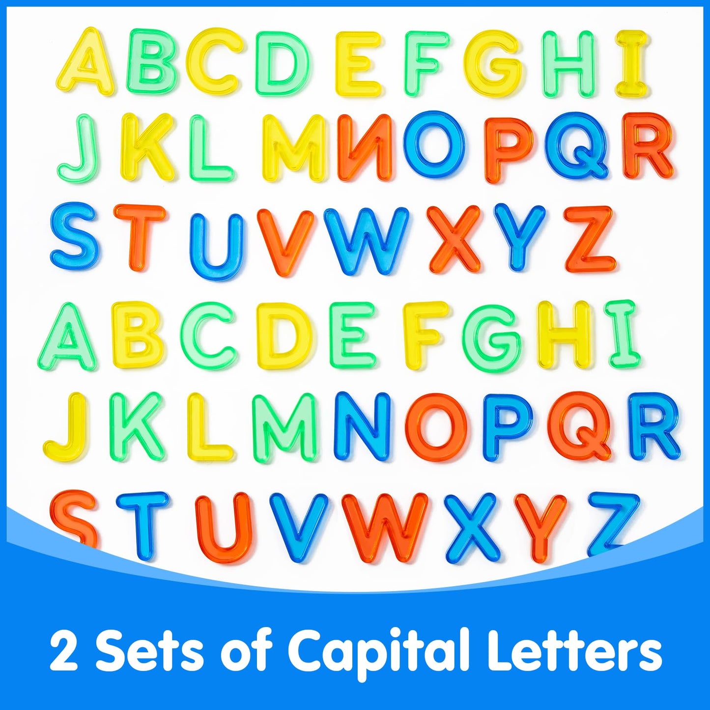 Odoorgames 52 Pcs Translucent Capital Letters – Light Table Toys, Manipulatives and Accessories for Enhanced Learning & Fun