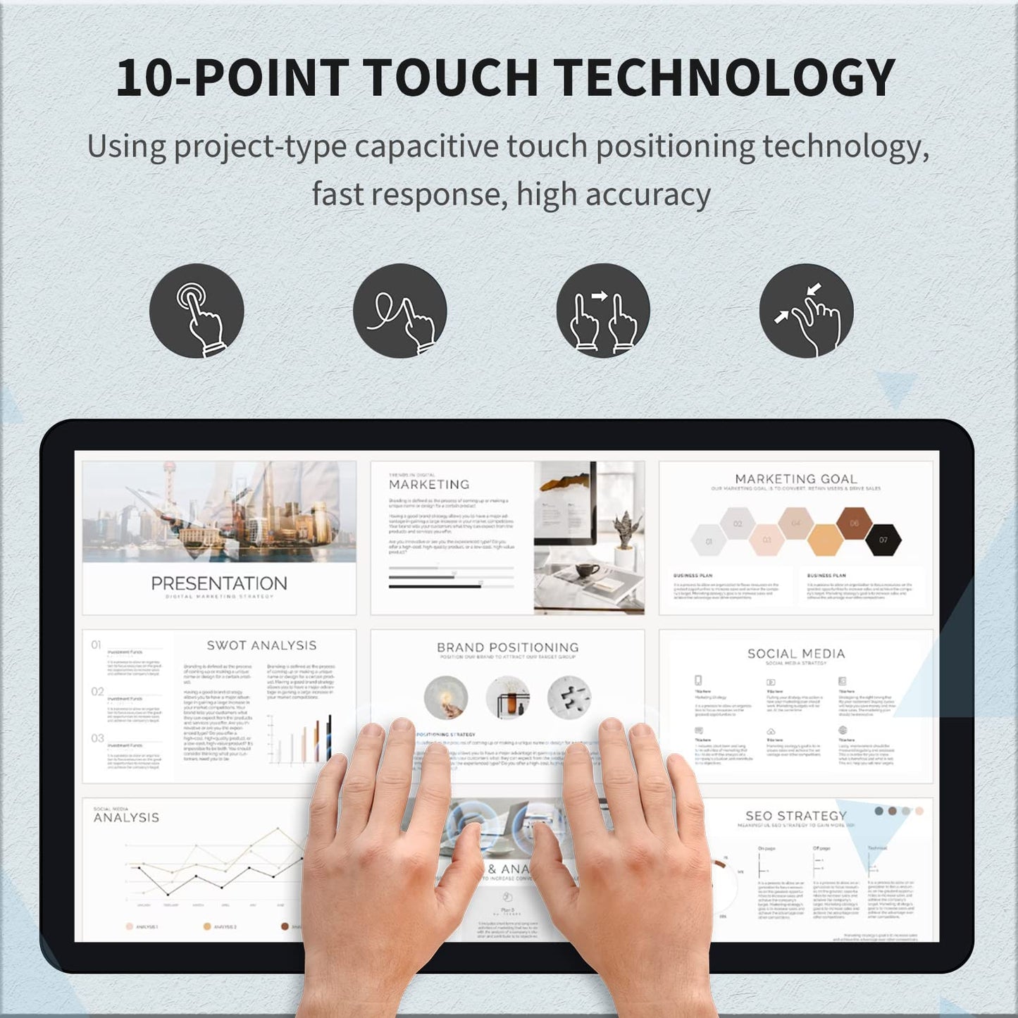 TouchWo 27 inch Android 11 Touchscreen Monitor Tablet, 16:9 FHD 1080P, WiFi & BT, Built-in Speakers, RK3568 2GB RAM & 32GB ROM, Smart Board for Classroom, Meeting & Game