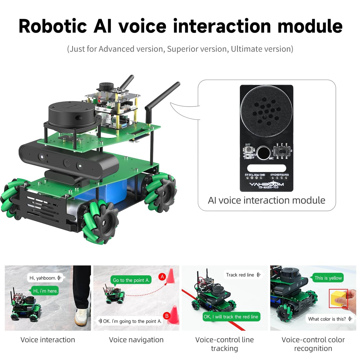 Yahboom Jetson Nano ROS2 Robot Lidar Mapping Navigation Depth Image 3D Mecanum Wheel Python Docker Programming Engineering Project Learn Robotic (Ultimate Ver-Without Nano)