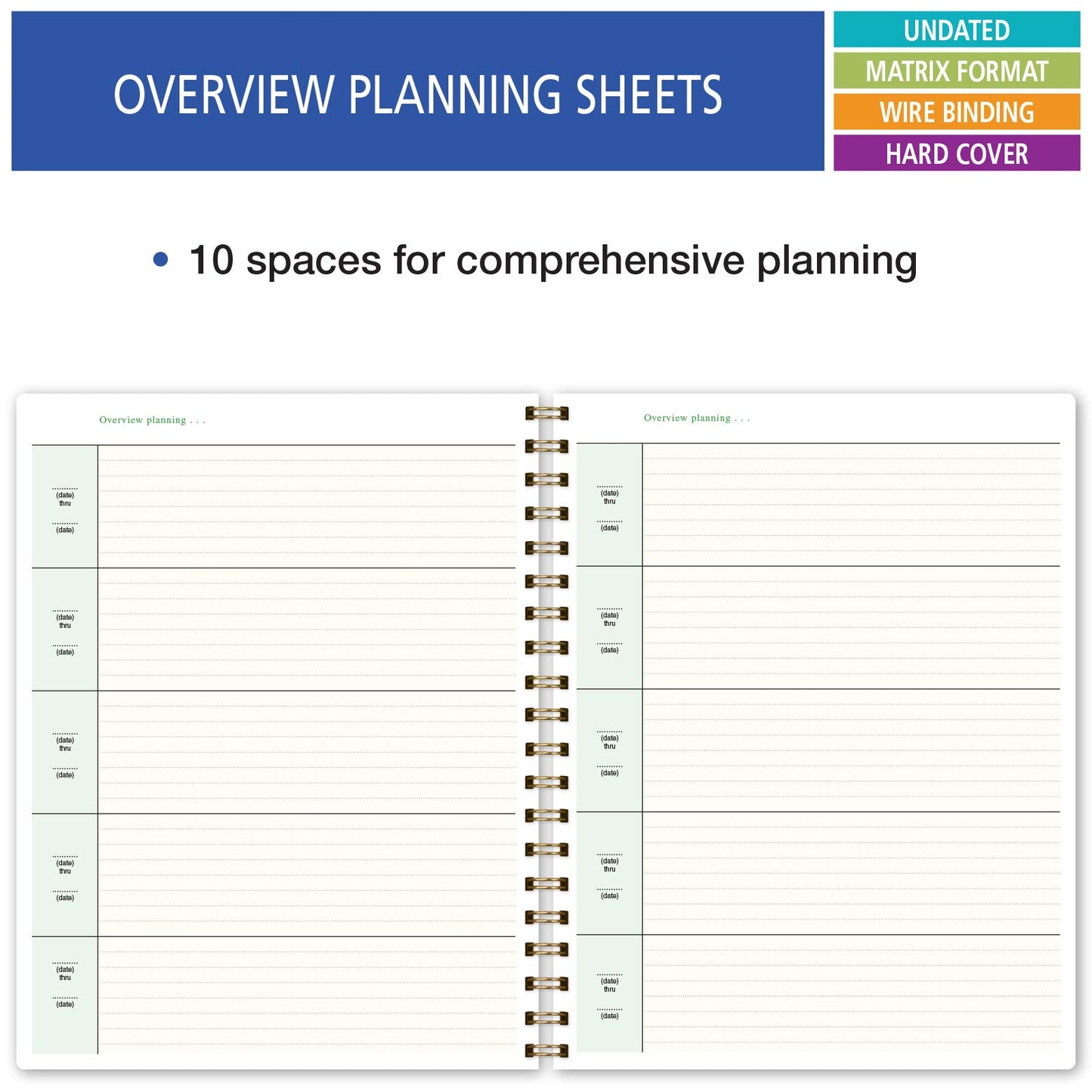 Elan Publishing Company HARDCOVER 7 Period Teacher Lesson Planner - Days Horizontally Across the Top with Bonus Clip-in Bookmark (Woodgrain)