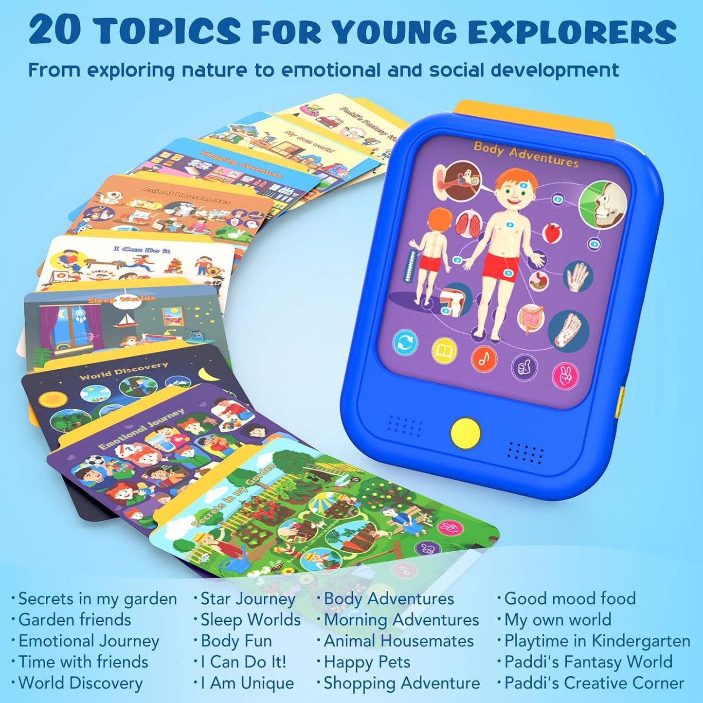 Kids Learning Tablet Educational Learning Pad for Toddlers 2-5 to Learn Alphabets, Numbers, Foods, Time, Music, Talking Cards for Toddlers，Learning Educational Toy Kids Gifts
