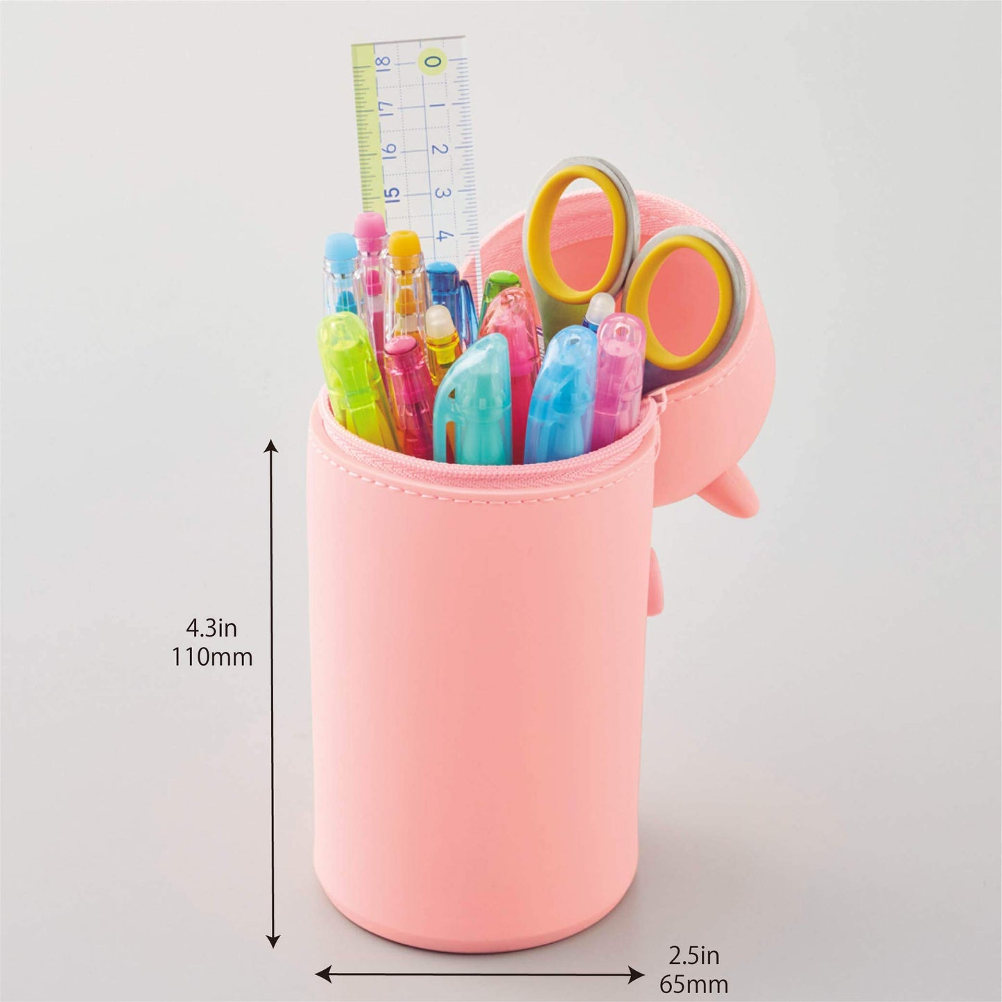 LIHITLAB Kawaii Japanese Cat Large Stand Up Pencil Case For School Office College, Cute School Supplies, Animal Pen Holder Pencil Pouch Holder Girls, Artist Pencil Case, Gray Cat (A7714-4)