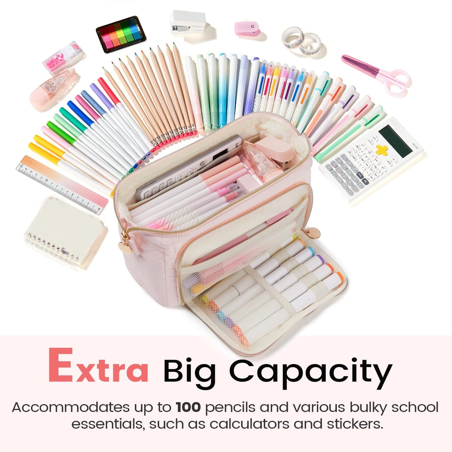 Sooez Large Pencil Case Pouch, Soft Pencil Bag with Zipper, Pen Bag Wide Opening, School Supplies Cute Pencil Case for Girls Boy Men Women, Dark Purple