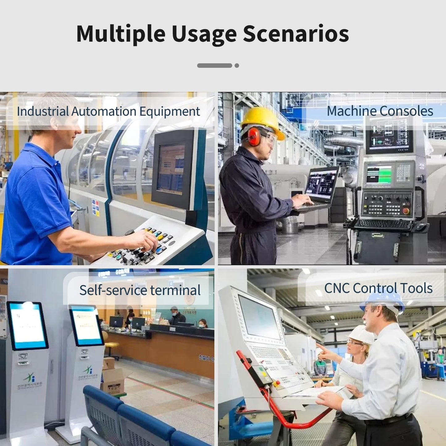 TouchWo 8 inch Industrial Embedded Touchscreen Monitor, Capacitive Multi-Touch Screen Industrial Front IP65 Monitor Built-in Speakers, HD-MI in, USB, VGA, 16:9 1024x768 Display