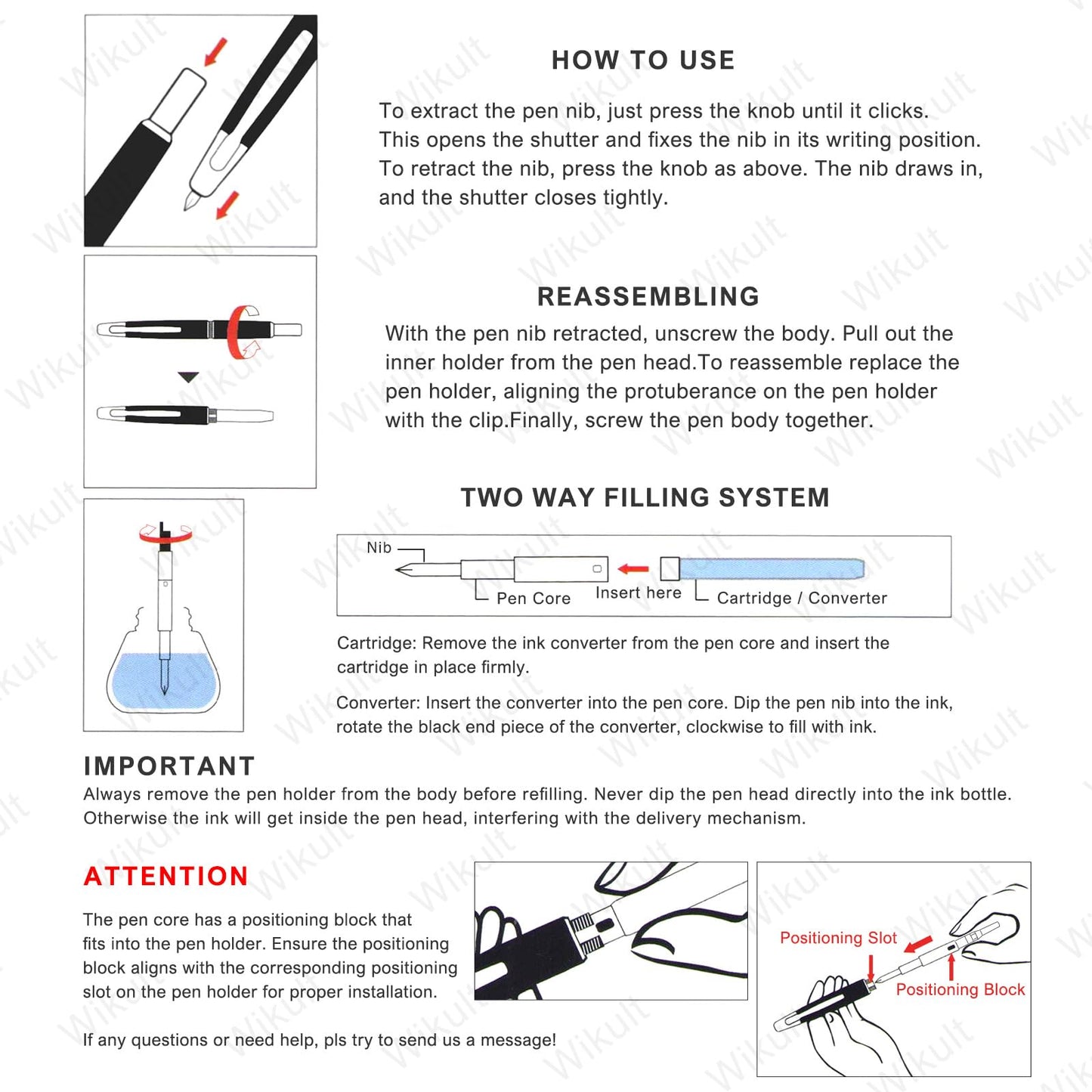 Jinhao 10 Press Fountain Pen with Box, Rose Red Retractable Extra Fine Nib with Ink Converter Set (Silver Clip)