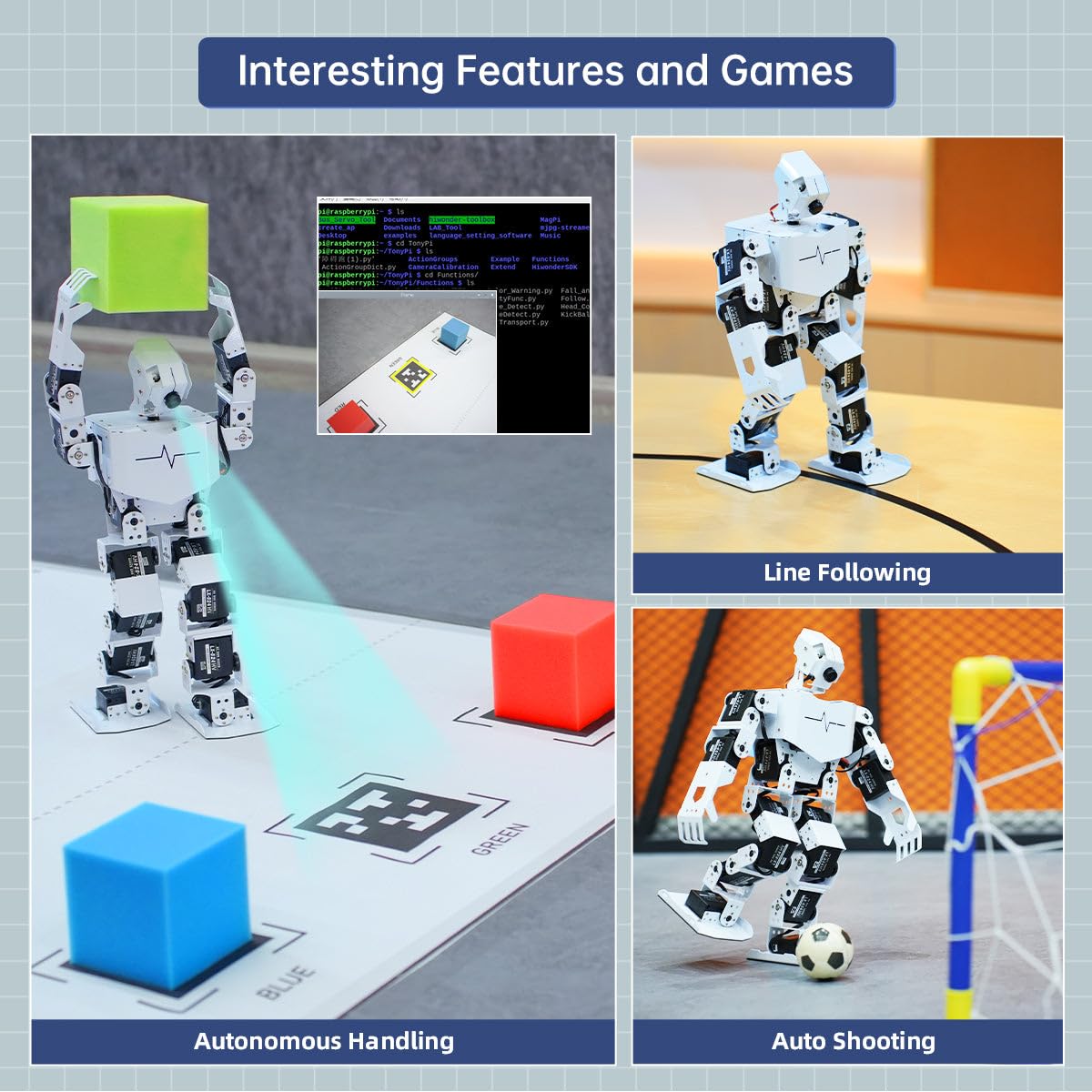HIWONDER Humanoid Robot with ChatGPT Multimodal AI Models AI Embodied Intelligent Vision Scene Voice Understanding 20DOF Educational Robot Kit Python Programming, TonyPi Advanced & RaspberryPi 5 2GB