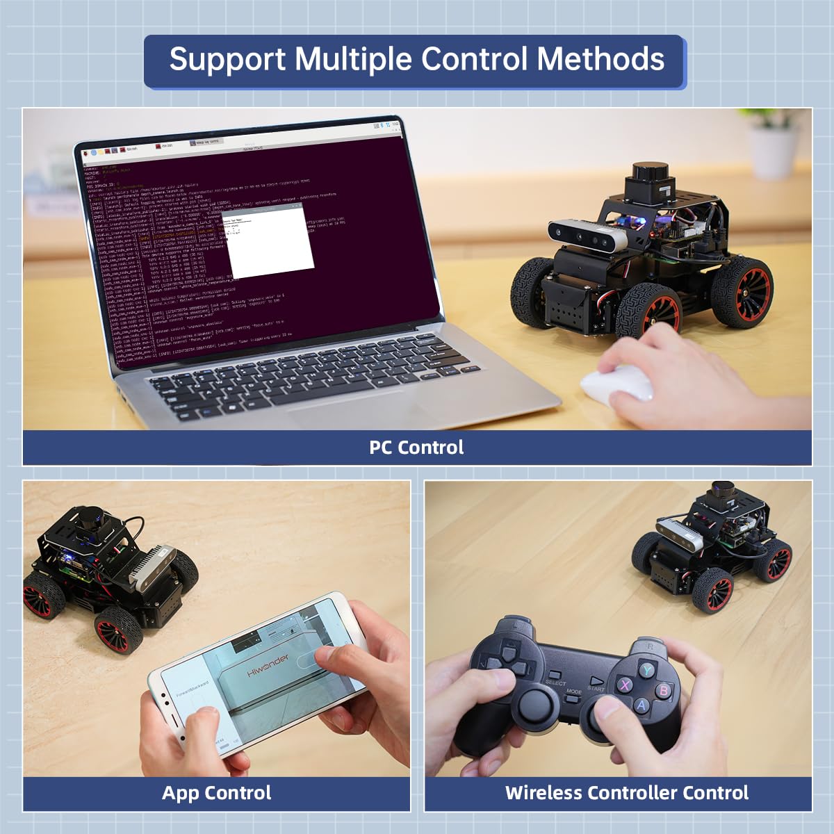 HIWONDER Robot Car with ChatGPT Large AI Models, 3D Depth Camera Ackermann Chassis ROS2-HUMBLE Lidar SLAM Mapping Navigation Autonomous Driving, MentorPi A1 Advanced Kit with Raspberry Pi5 4GB