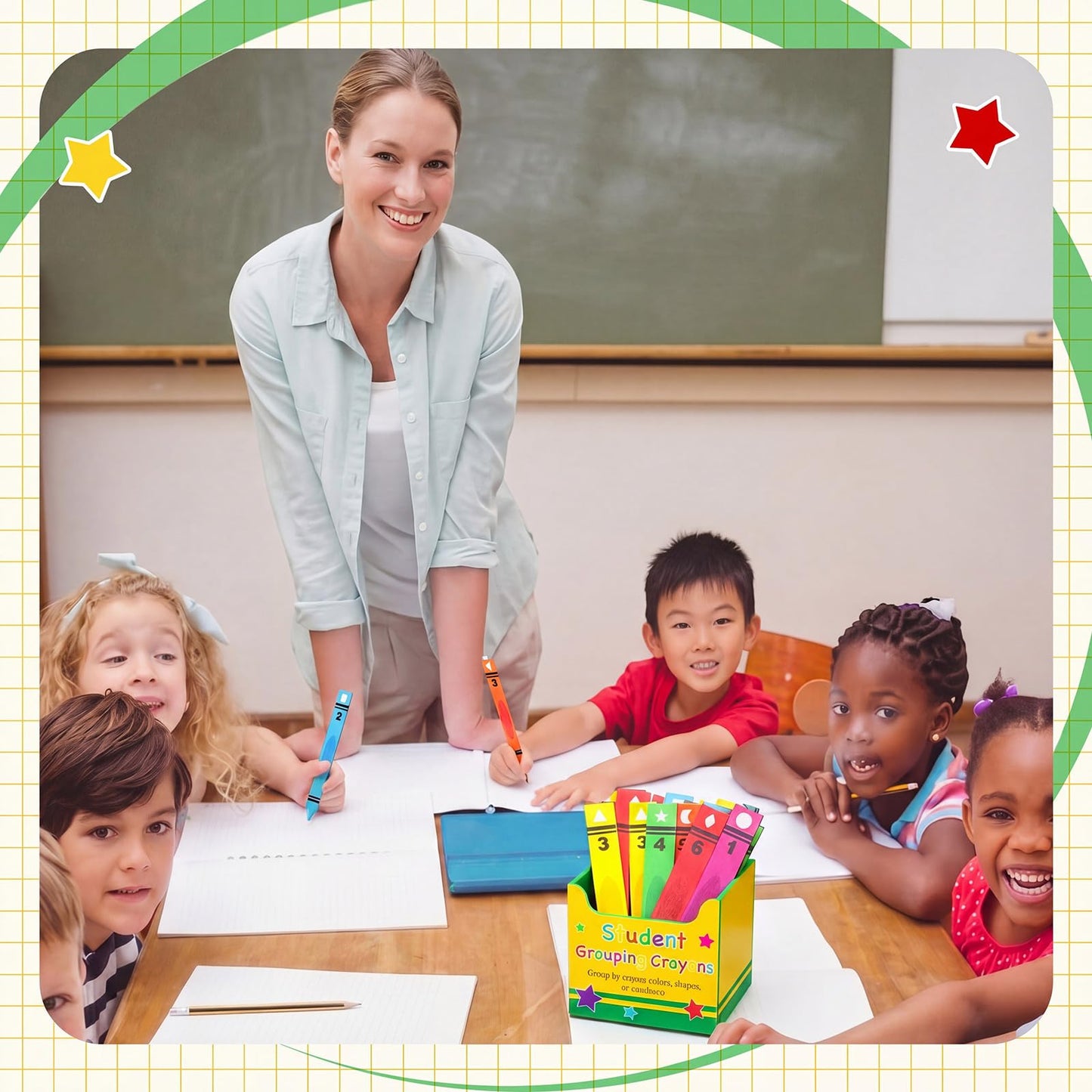 Eaasty 37 Pcs Back to School Student Grouping Crayon Talking Sticks for Classroom Crayon Flip Name Sticks with Box for Classroom Management Tool Teacher Essential Student Educational Learning Activity