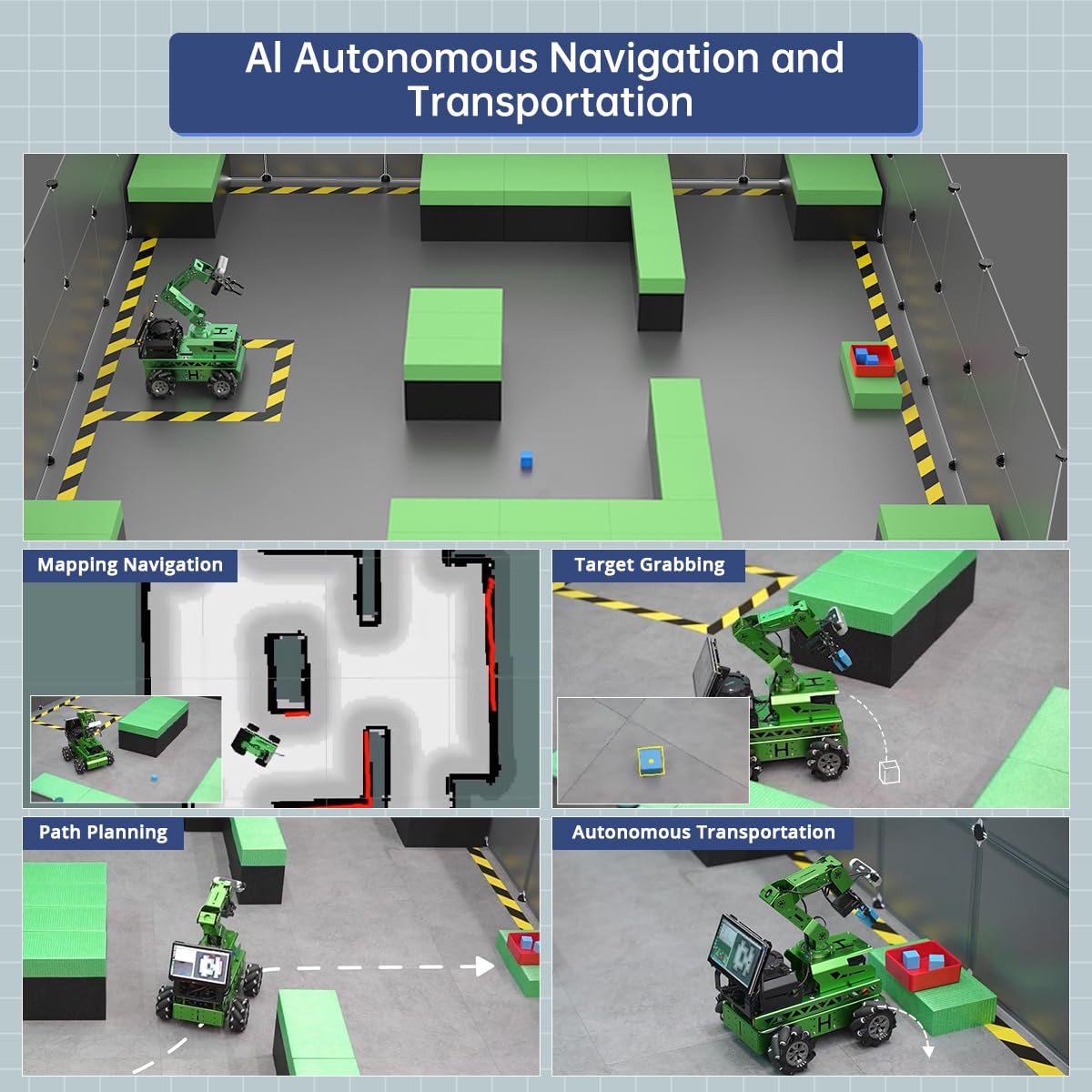 HIWONDER Robot Car with ChatGPT Large AI Model ROS2 ROS1 Education Lidar SLAM Mapping Navigation AI Vision 6DOF Robotic Arm Voice Control Smart Sorting, JetRover Ultimate Kit & Jetson Orin NX 16GB