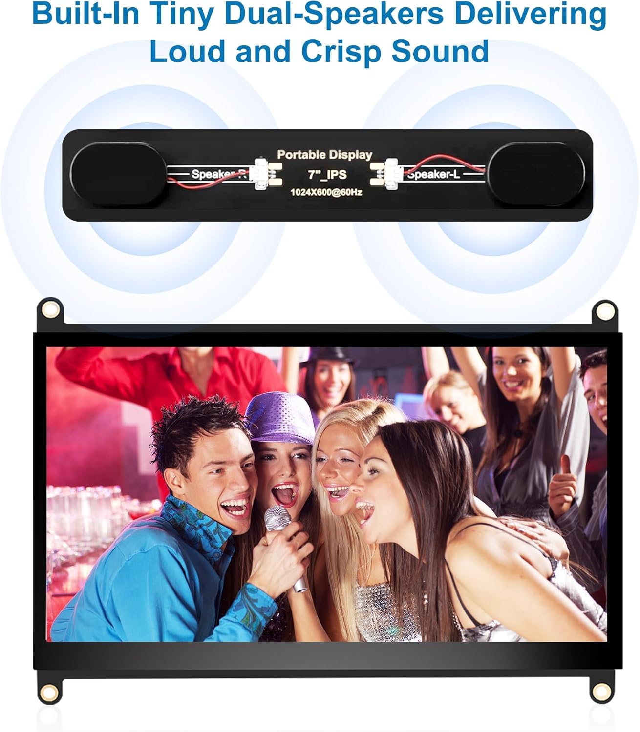 NLIEOPDA 7 Inches Touchscreen Monitor, HD 1024×600 IPS LCD Capacitive Touch Screen Compatible with R Pi 4B/3B+/3B/2/1B+/Zero Ora Pi 5 Por/3 Plus/3B/4B Ban Pi and Windows 10/8/7 (CX-070-A2 US)