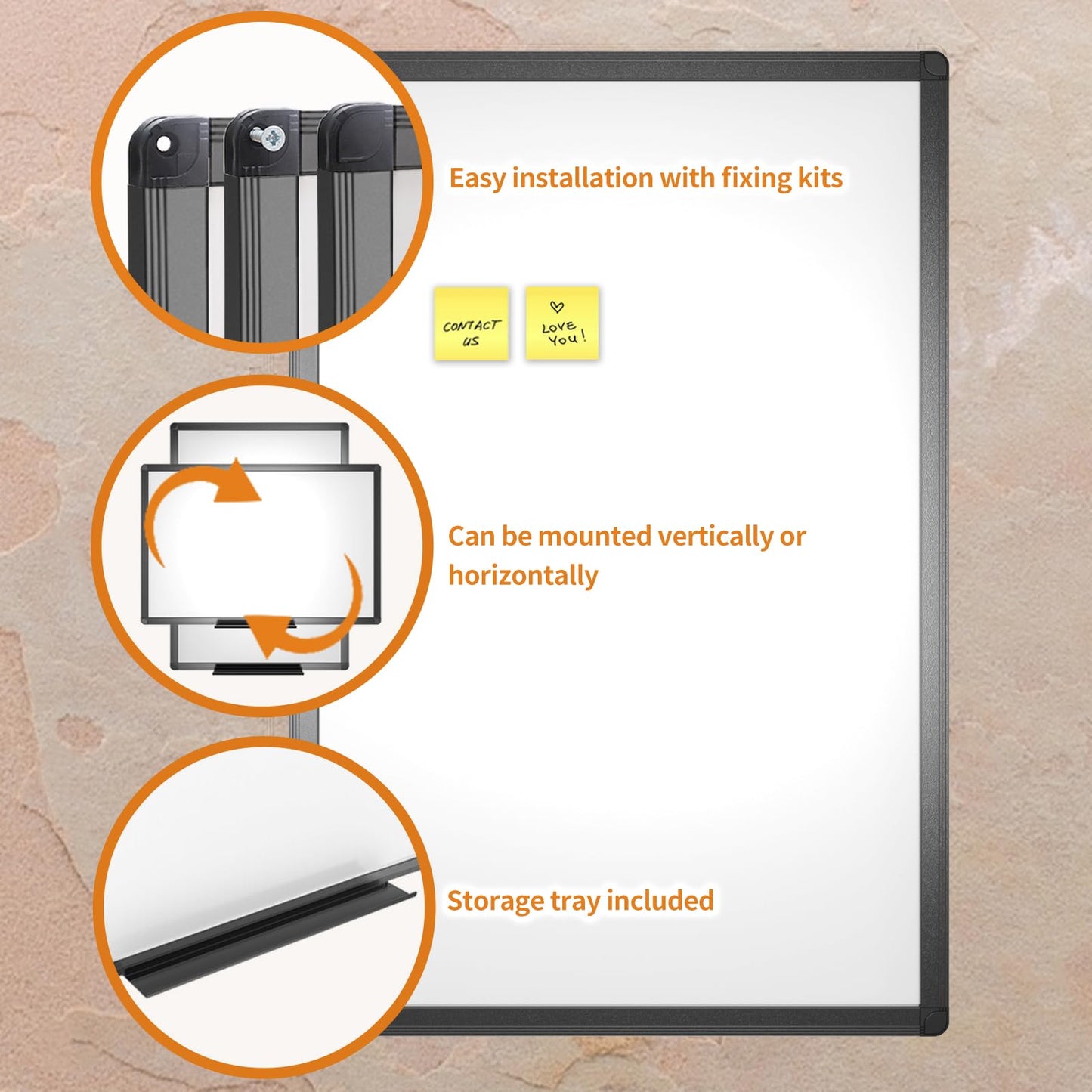VIZ-PRO Magnetic Whiteboard/Dry Erase Board with Black Aluminium Frame, 18 X 12 Inches, Includes 1 Eraser & 2 Markers & 4 Magnets