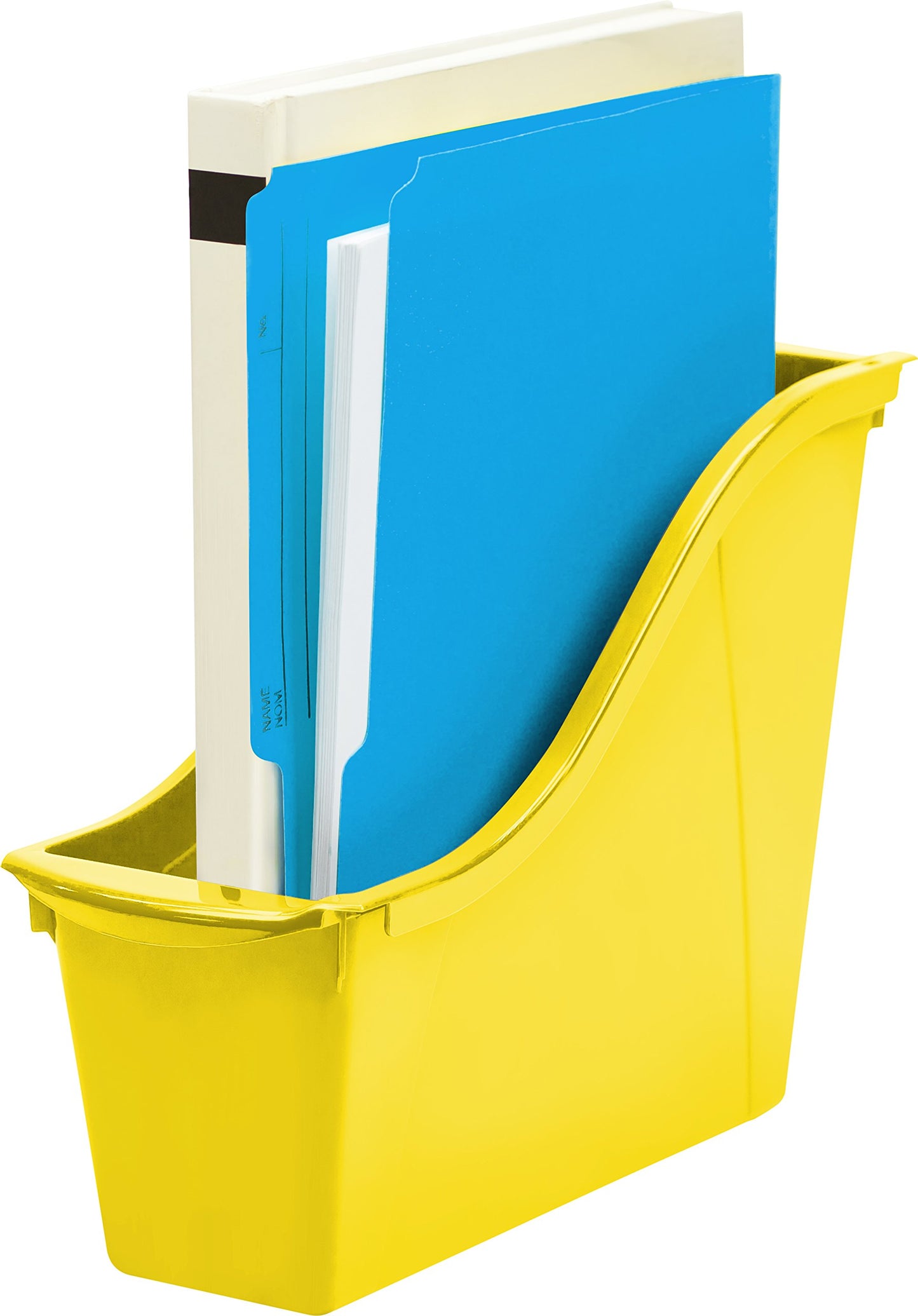 Storex Small Book Bin – Interlocking Plastic Organizer for Home, Office and Classroom, Yellow, 6-Pack (71112C06C)