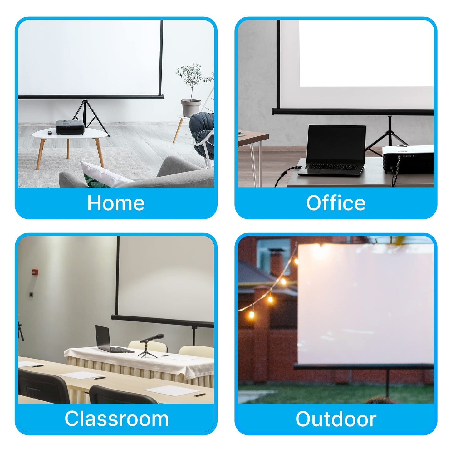 Pyle 60 Inch Portable Projector Screen with Tripod Stand – Fold Out Roll Up, HD Premium 16:9 Aspect Ratio, Matte Viewing Surface for Indoor and Outdoor Use, Perfect for Home, Office and Presentations
