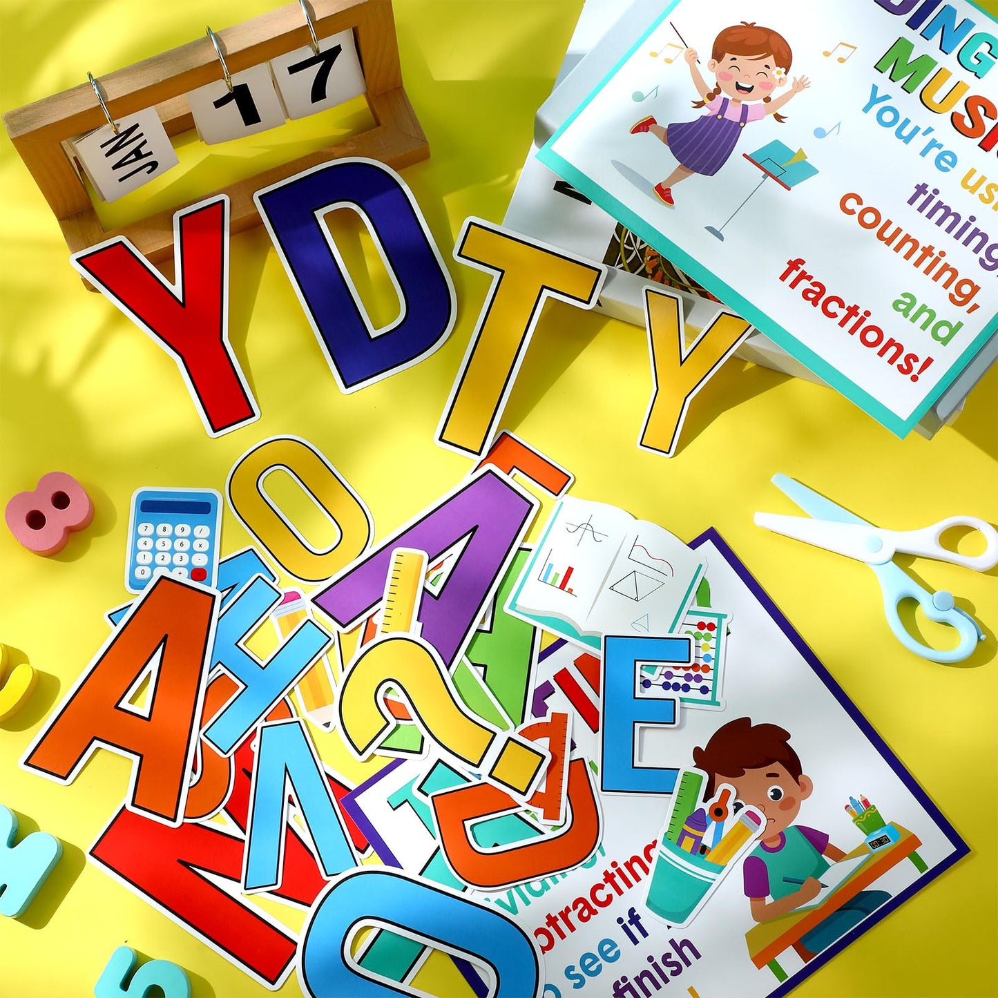 Pajean 74 Pcs Everyday Math Bulletin Board Decoration Mathematics in Daily Life Posters Have You Used Math Today Poster Mathematics Cutouts for Back to School Wall Hallway Teacher Supplies