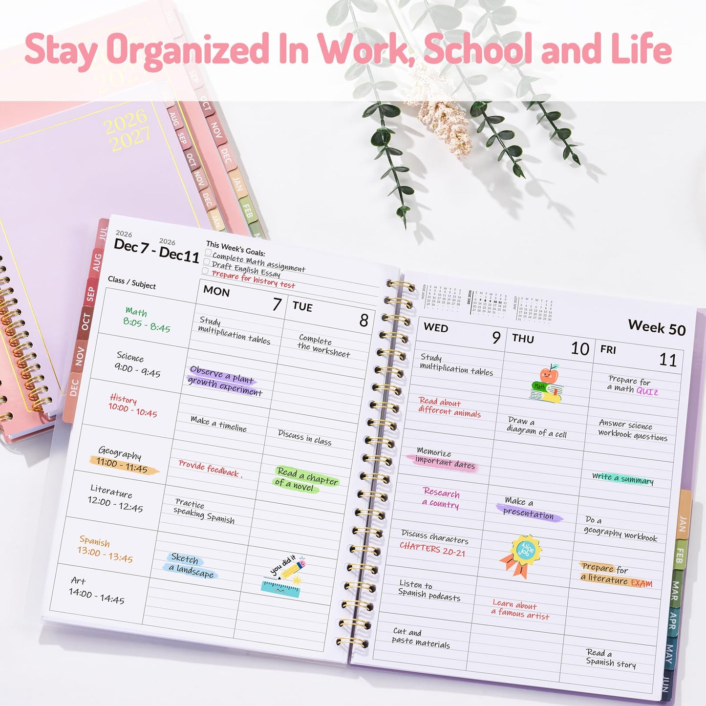 Teacher Planner 2026-2027, Forvencer Academic Planner 2026-2027, Jul 2026 - Jun 2027, 8.5"x11", Weekly & Monthly Planning Book with 7 Periods, School Agenda for Teacher Student, A4, Polka Dot Style
