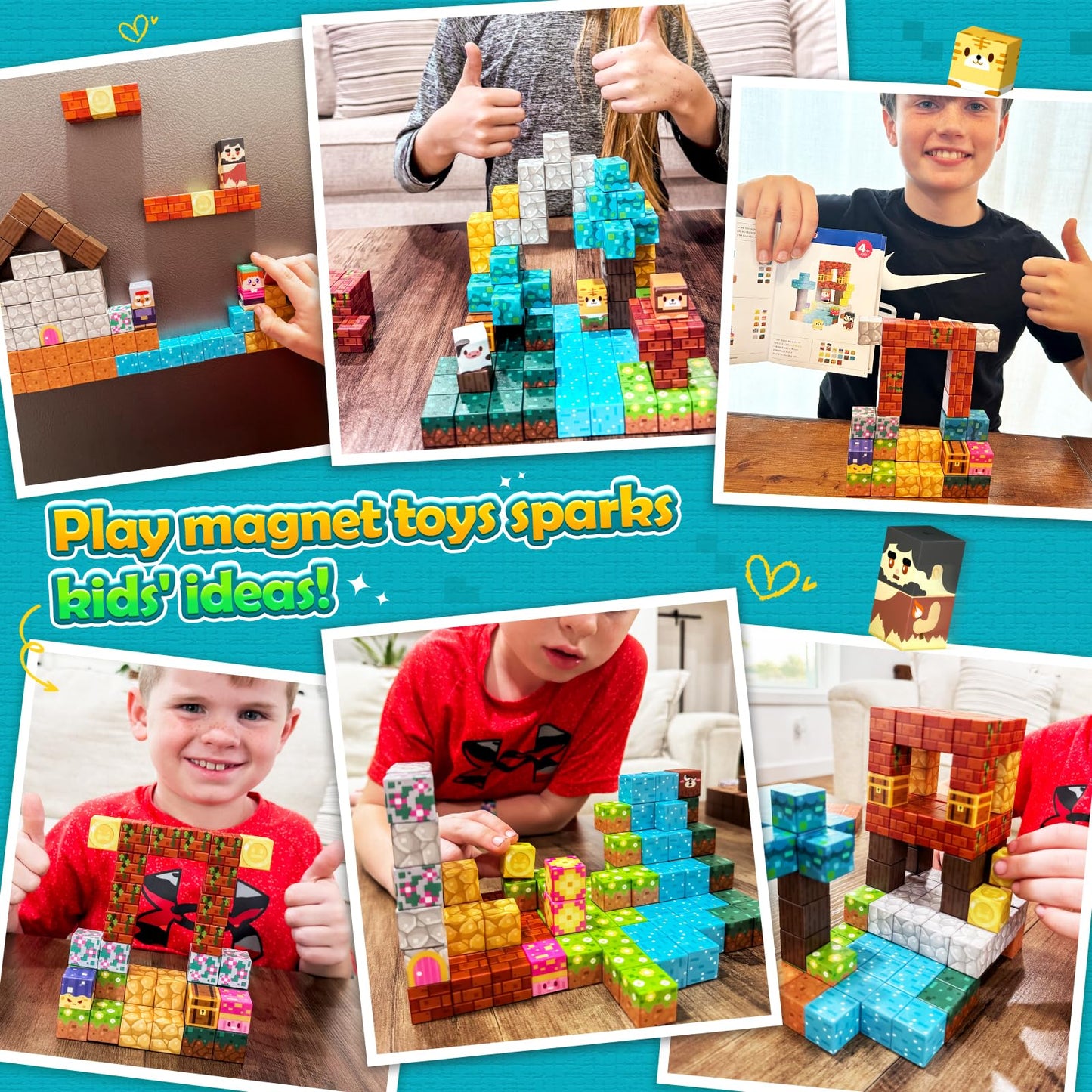 Magnetic Blocks Building Toys Games for 3 4 5 6 7 8 9 Years Old Boys & Girls Magnet STEM Sensory Toddler Kids Learning Toys Xmas Birthday Gifts for Ages 3+